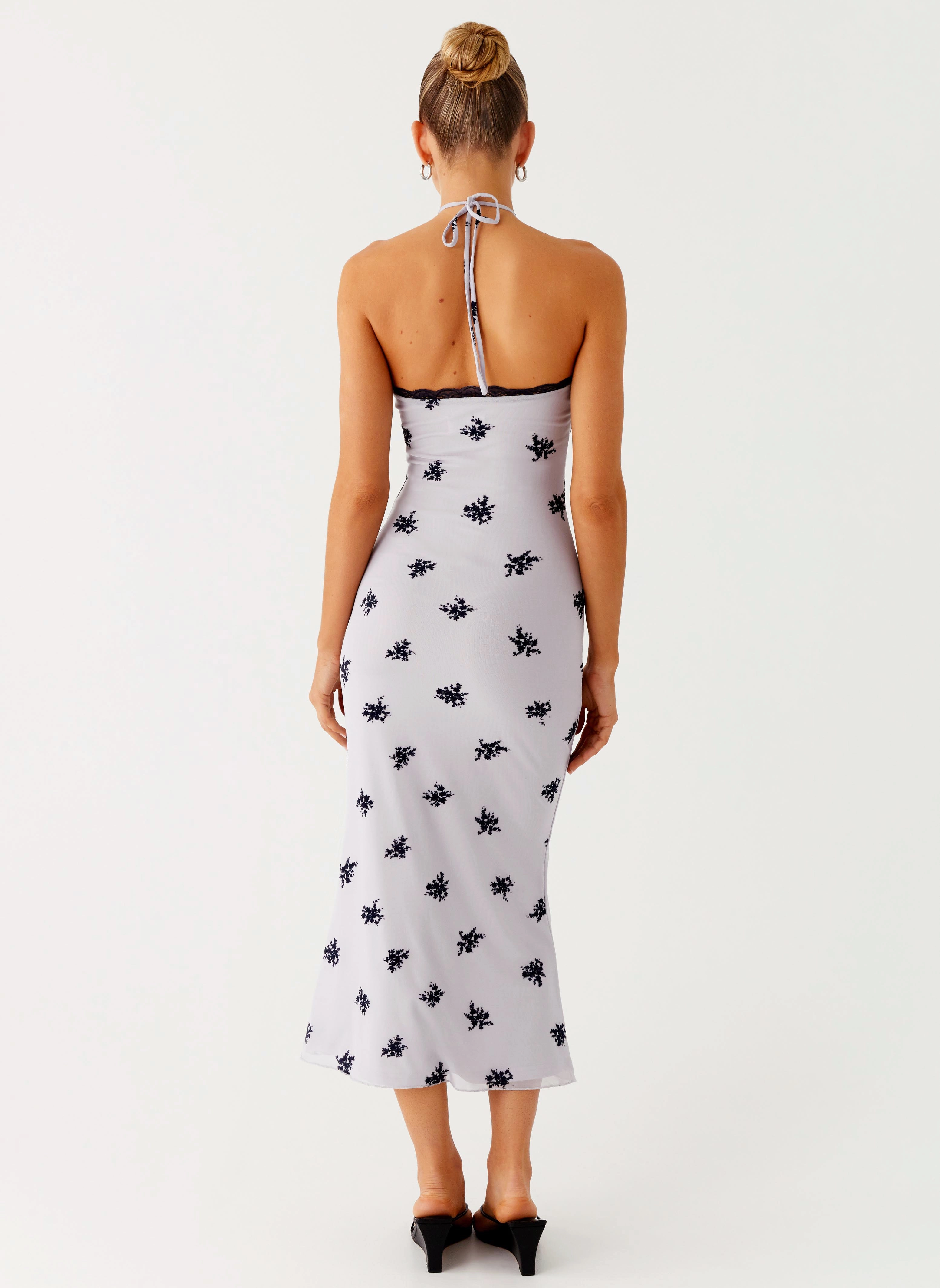 Insulating-Lining Nestel Flock Halter Midi Dress - Lilac