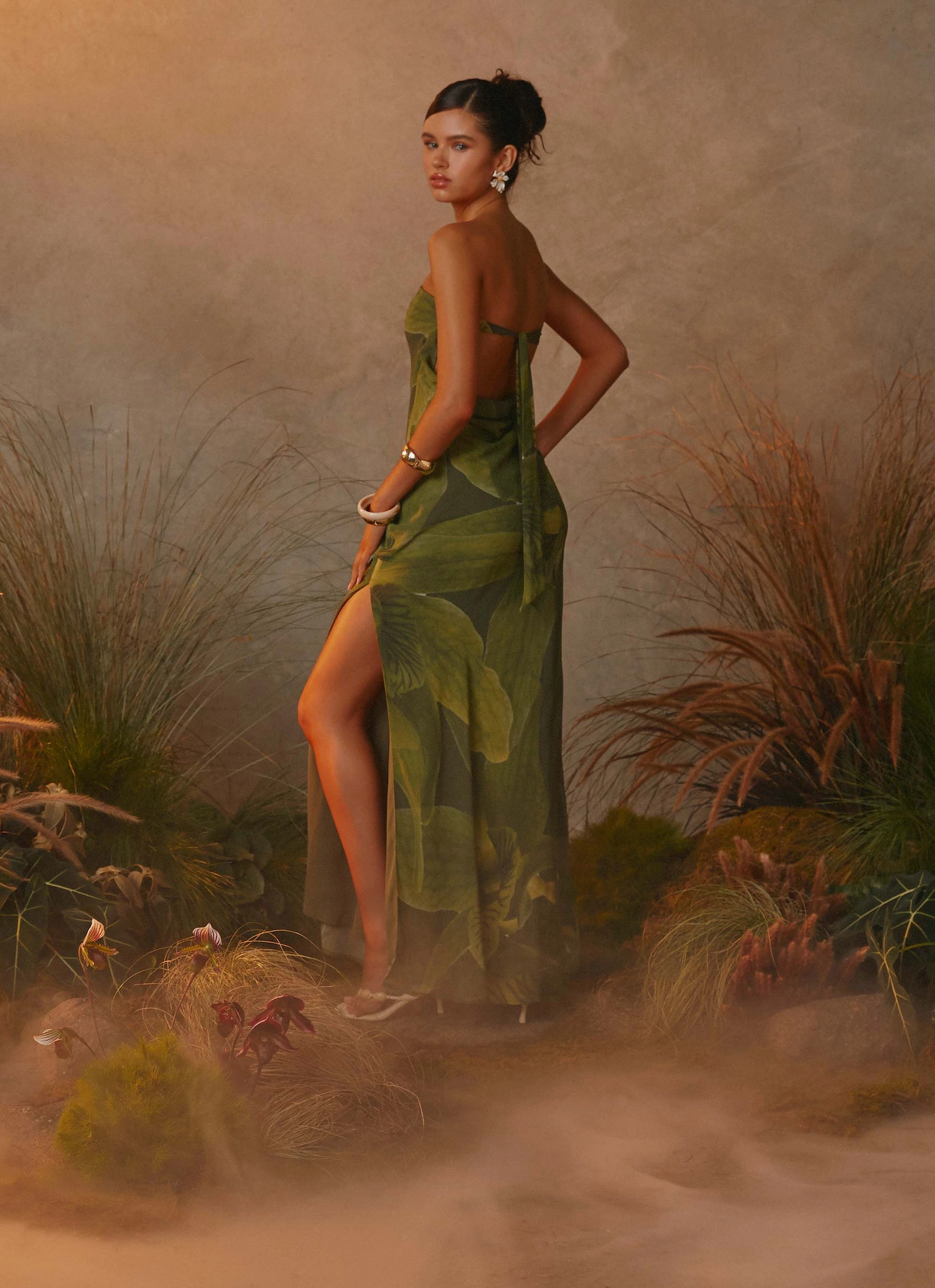 Bold-Color Nettle Maxi Dress - Tropic Floral