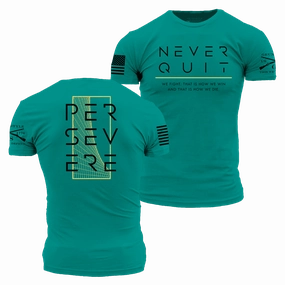 Never Quit T-Shirt - Heather Aqua WrinkleFreeFabric Playful Prints