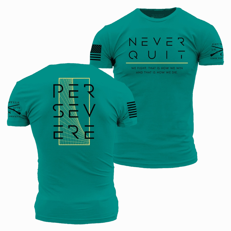 Never Quit T-Shirt - Heather Aqua WrinkleFreeFabric Playful Prints