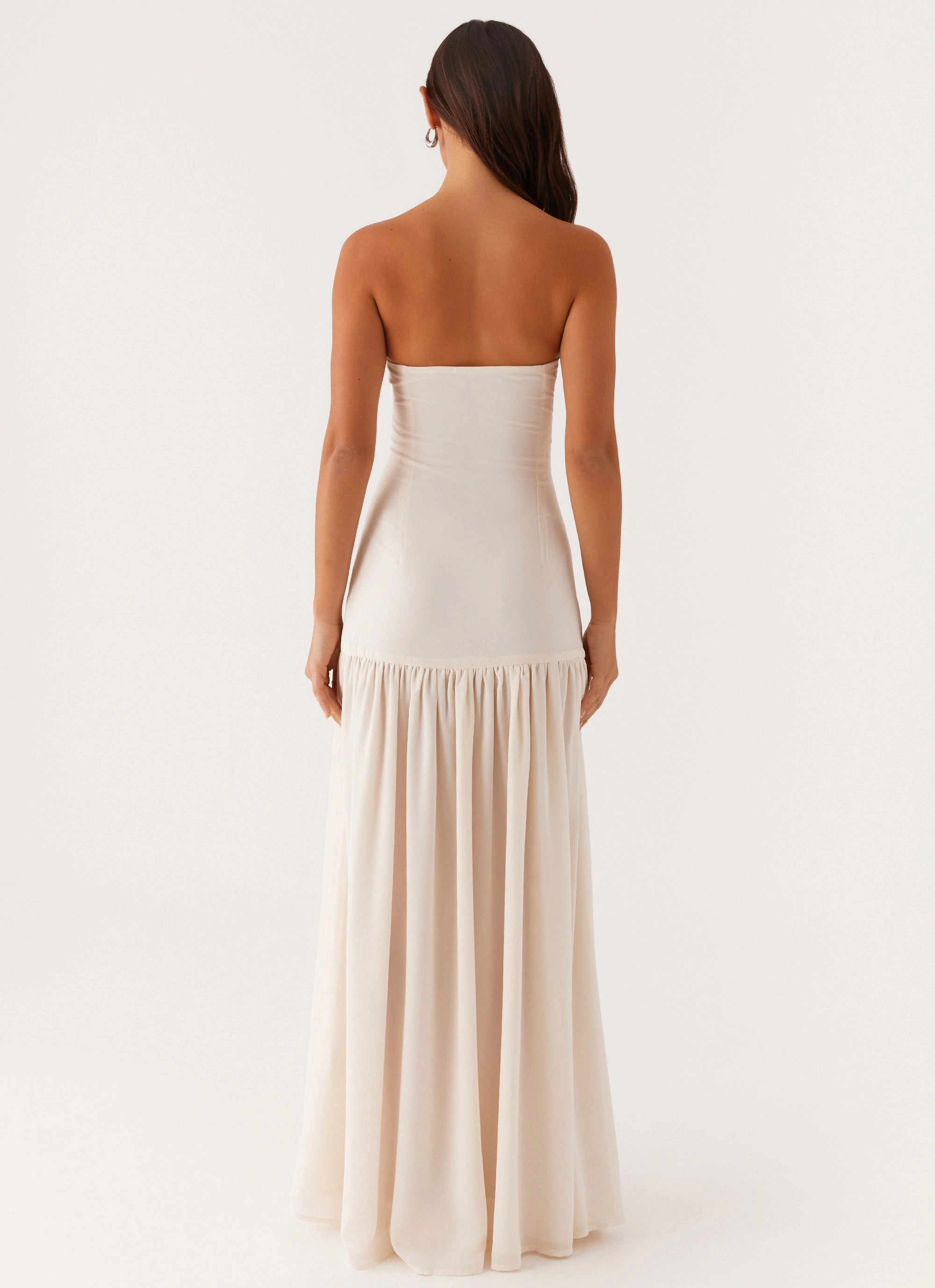 Fashion Look Modern Finish Eden Strapless Maxi Dress - Ivory
