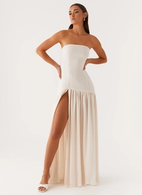 Texture Style Bold Cut Eden Strapless Maxi Dress - Ivory