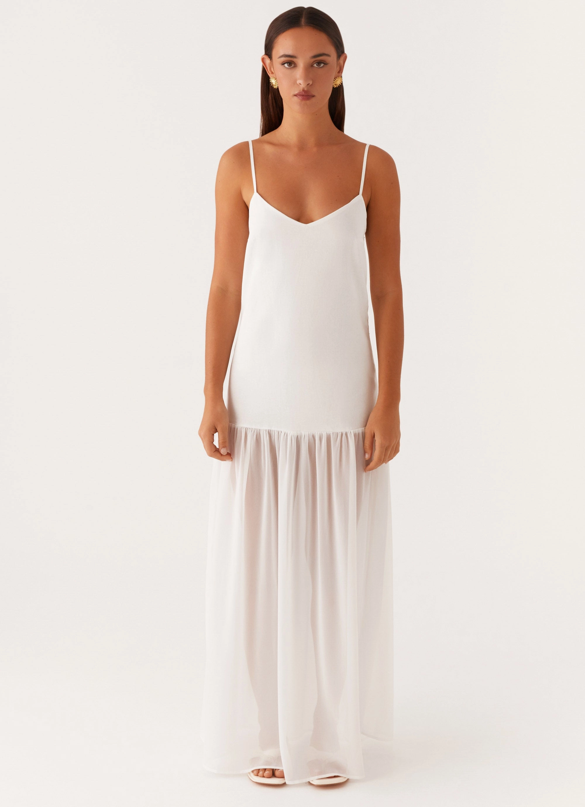 Heavenly Linen Maxi Dress - White Shore Time