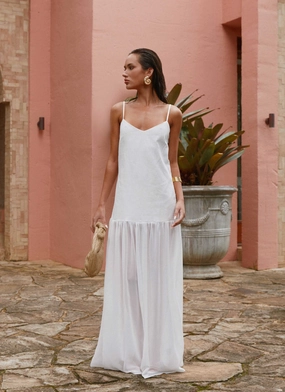 Heavenly Linen Maxi Dress - White Trend Texture