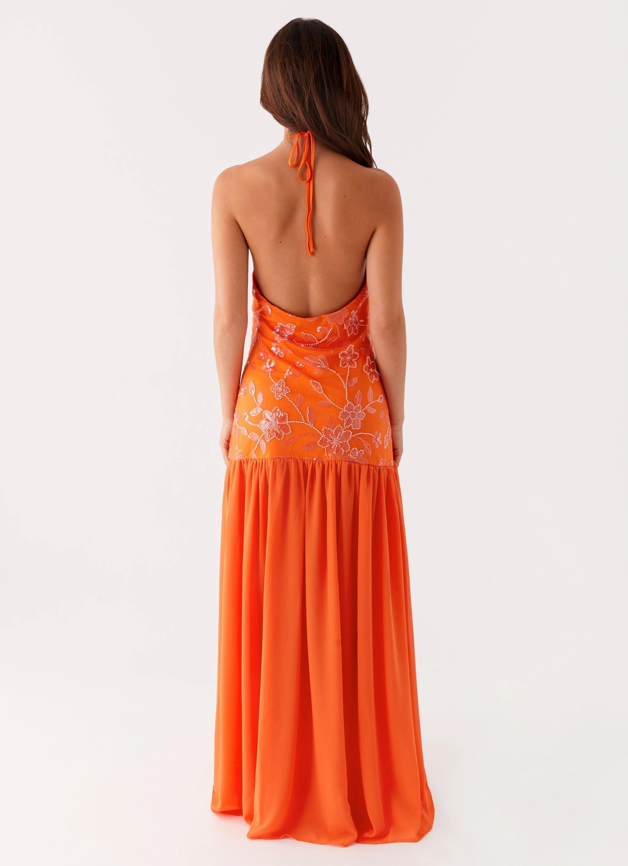 Exclusive-Design Cool Fabric Janelle Beaded Maxi Dress - Orange