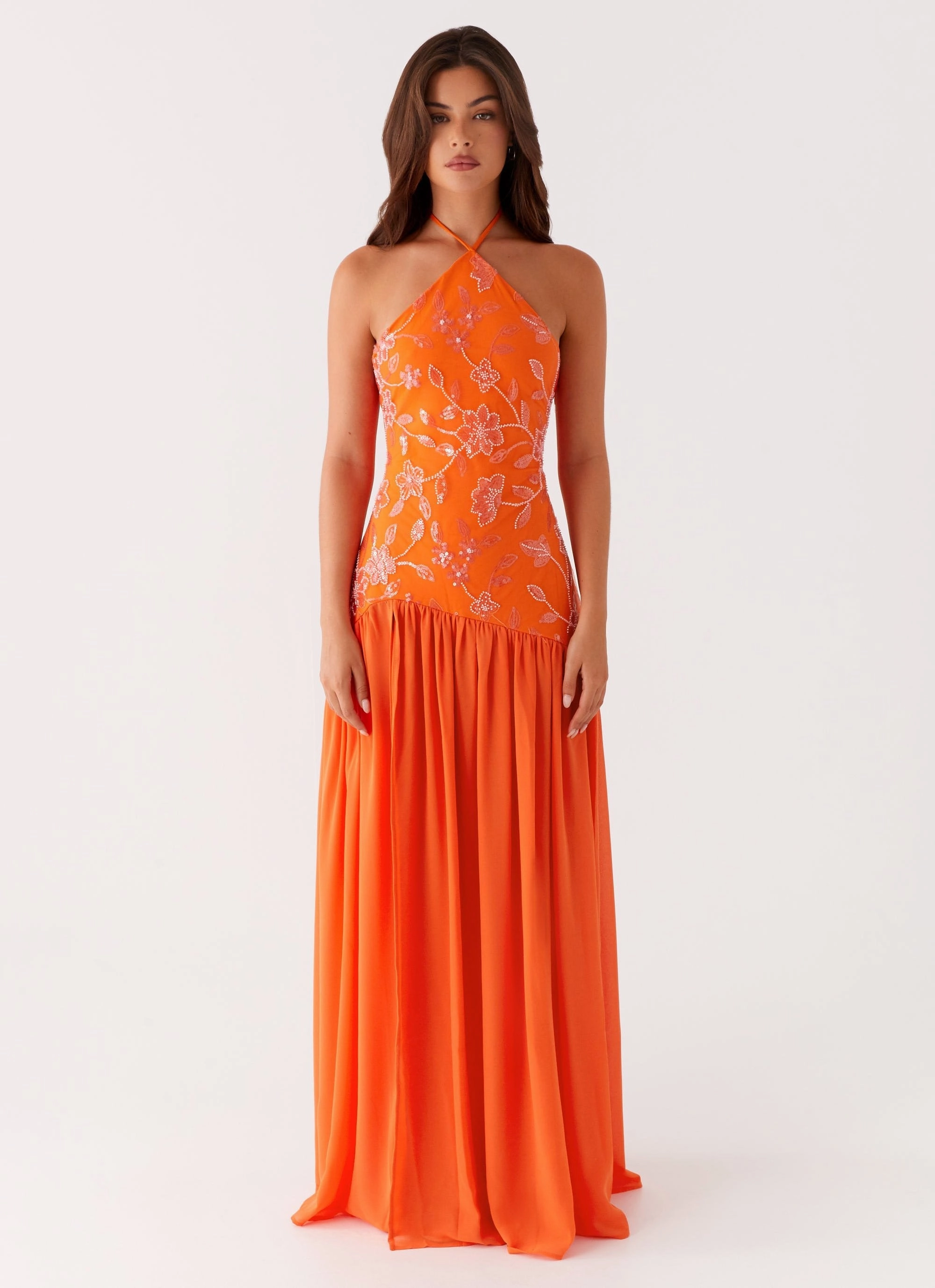 Janelle Beaded Maxi Dress - Orange Charming Design Fresh Palette