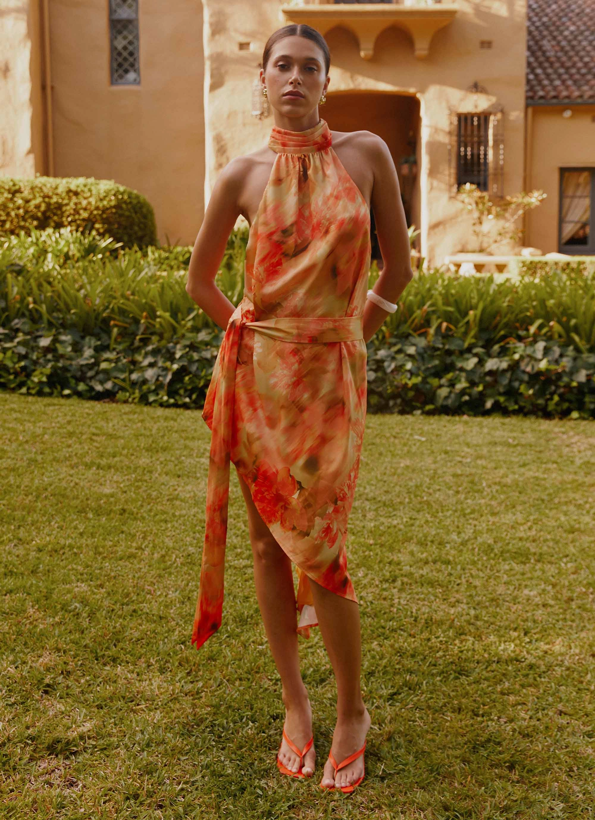 Polished office dress Lou Midi Dress - Sunset Floral