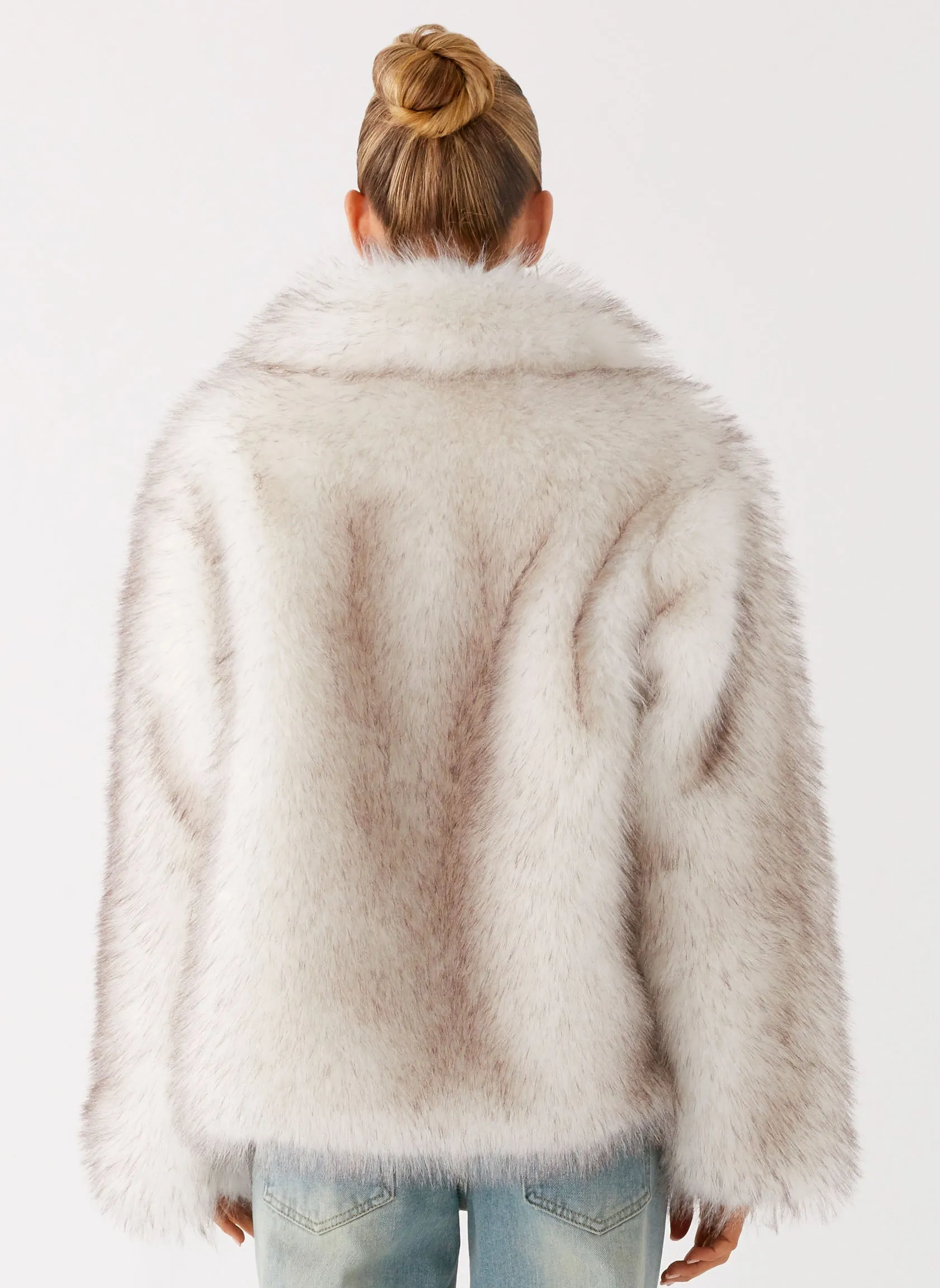 All Purpose Outerwear Dive Novera Faux Fur Jacket - White Grey