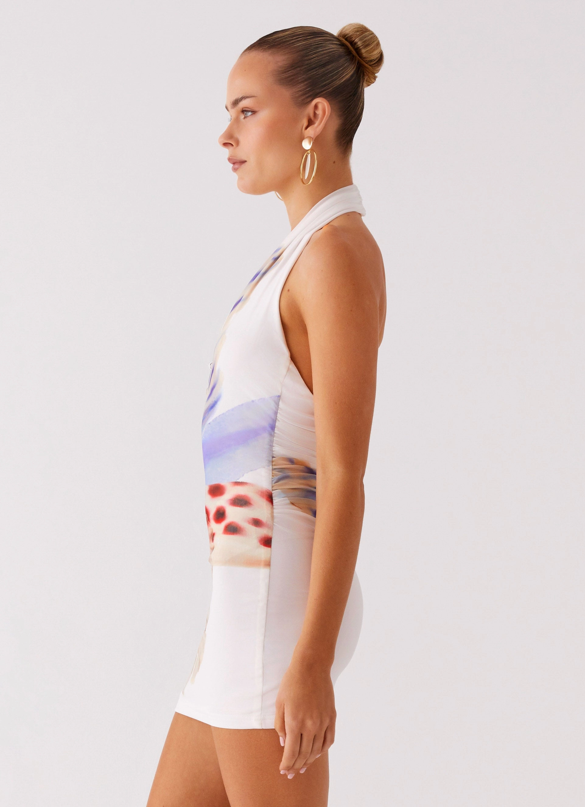 No Time Mini Dress - White Sea Bloom Work Appropriate