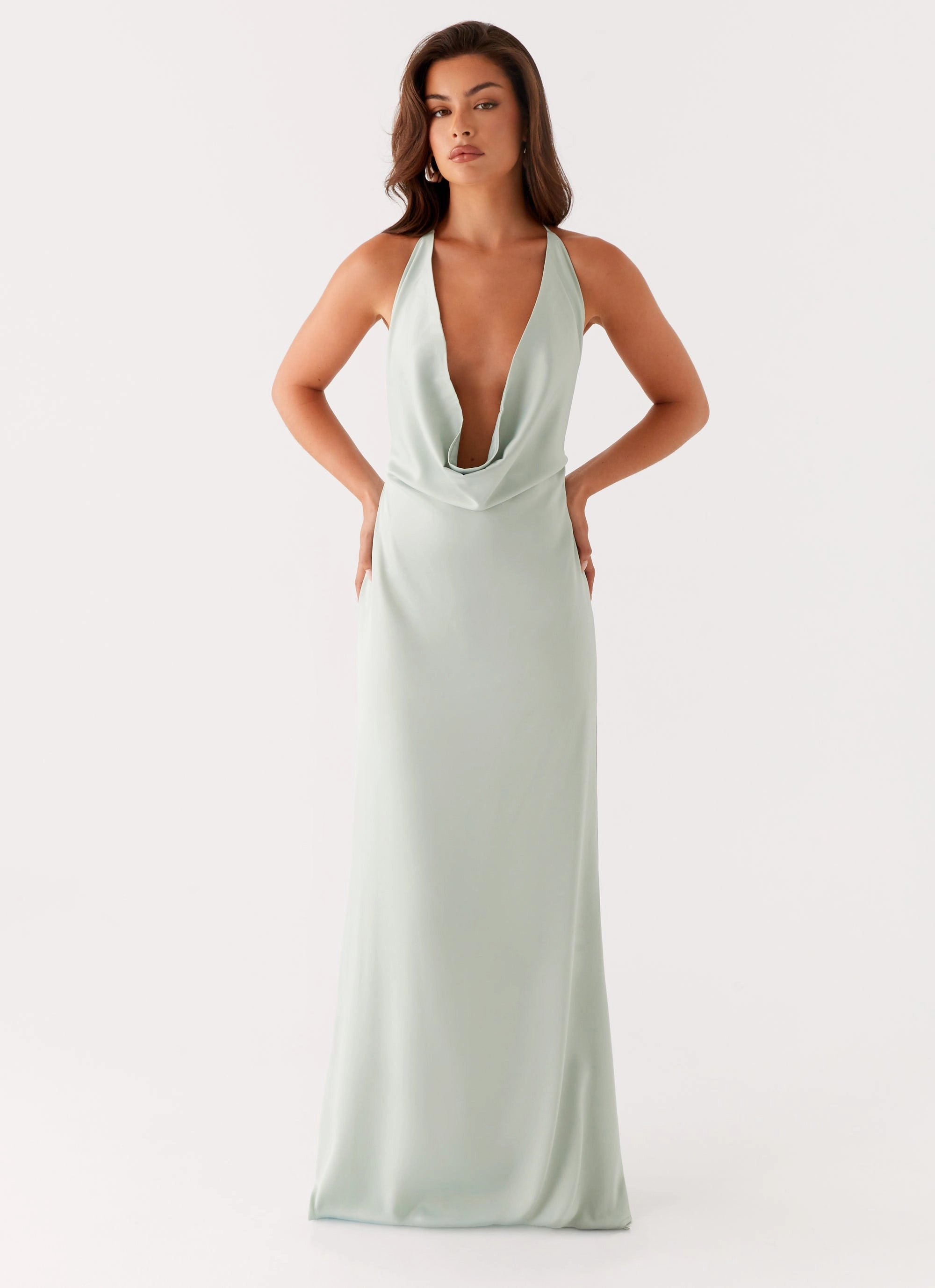 Noemi Maxi Dress - Sage Comfortable Shape Neutral palette