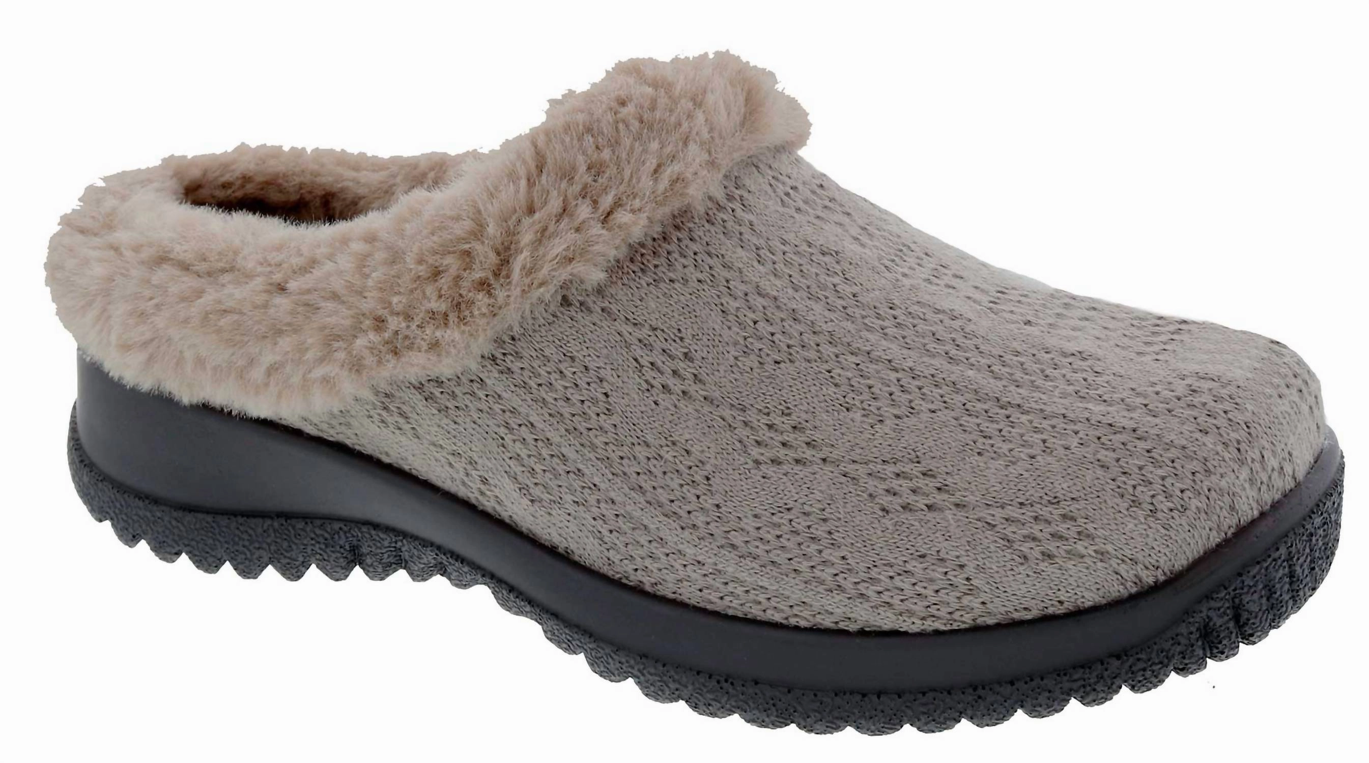 Comfortable Grip Women's Comfy Sweater Fabric Clogs In Stone