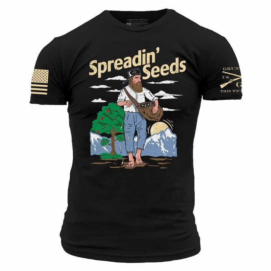 Spreadin' Seeds T-Shirt - Black Sublimation Printed Collar All-Purpose Wear