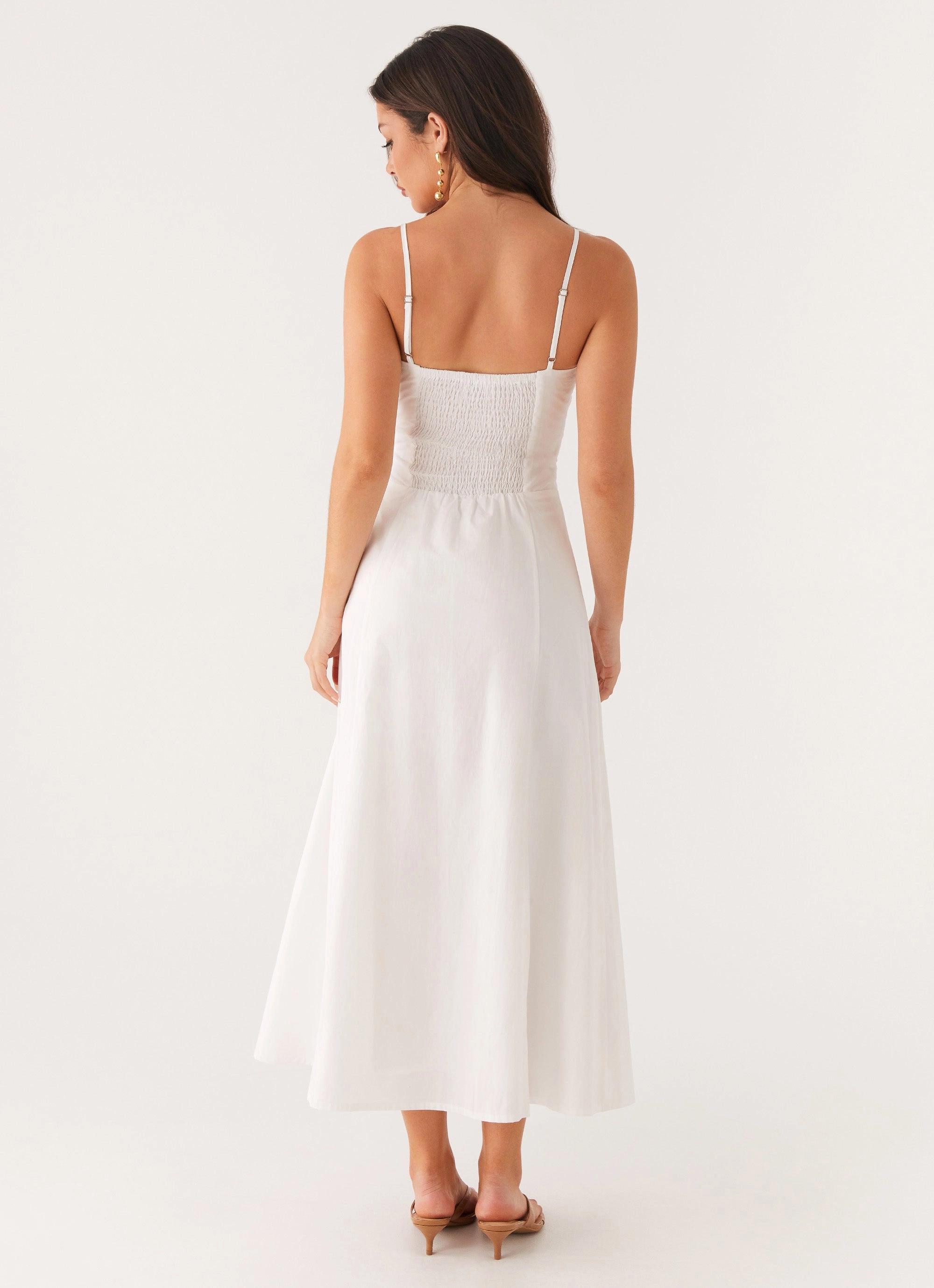 Noosa Midi Dress - White Retro Mood