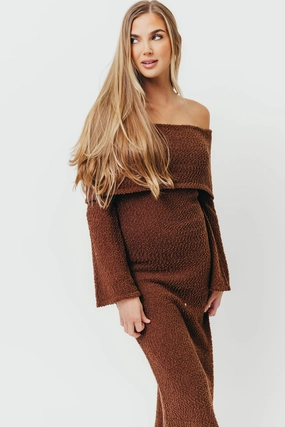 Nora Knit Maxi Dress in Chocolate Brown - Bump Friendly Essential Style Body Positive