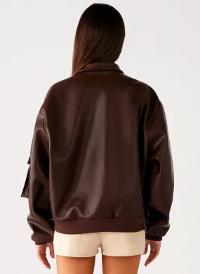 Indara Bomber Jacket - Chocolate Cozy Lining