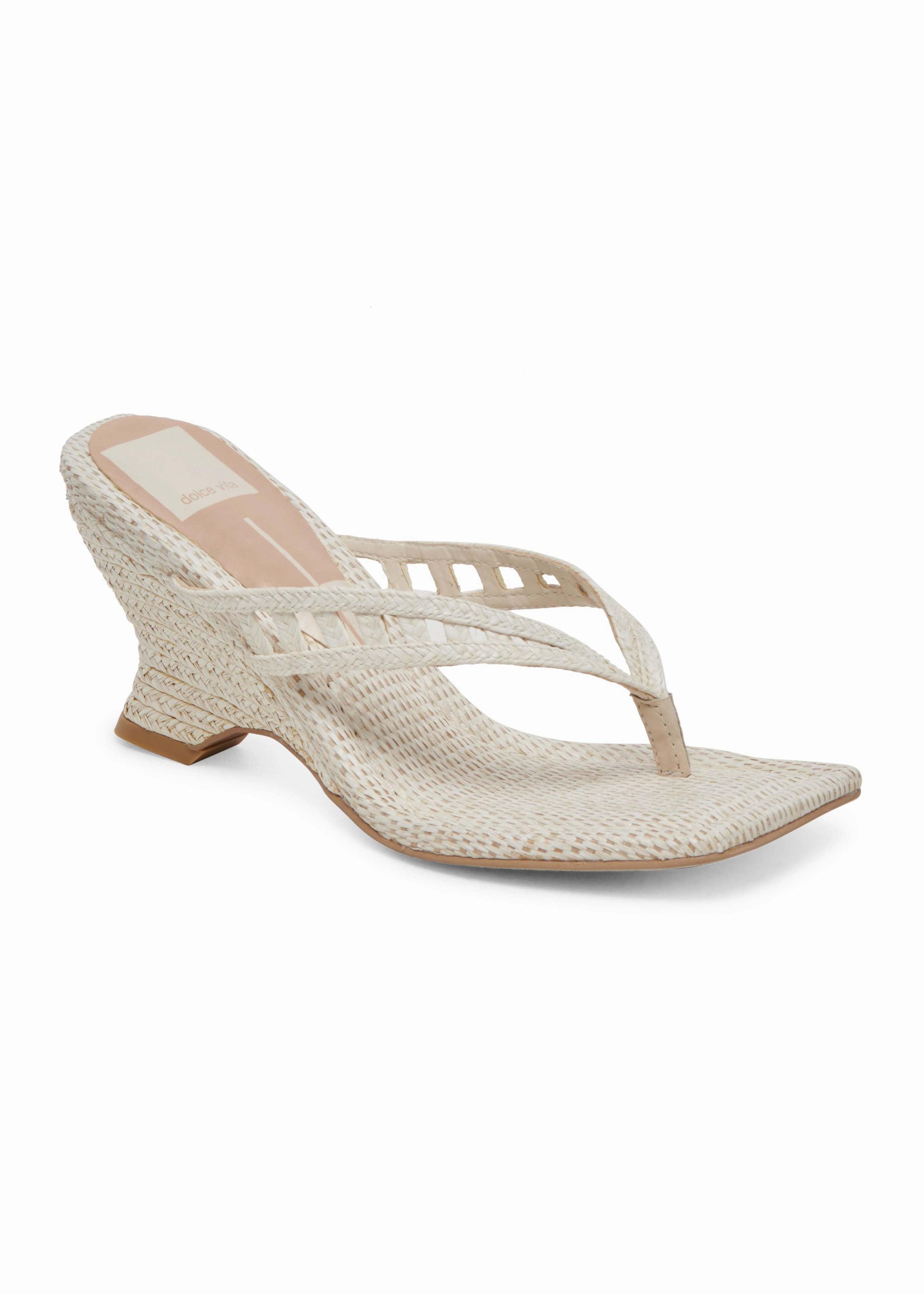 Nullah Wedges - Oatmeal Raffia Textured Finish