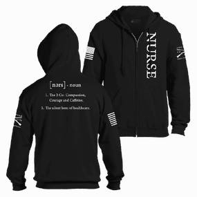 Nurse Defined Full-Zip Hoodie - Black Flexible Waist