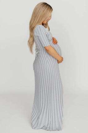 Oakley Ribbed Maxi Dress in Light Blue - Bump Friendly *Final-Sale* Party outfit