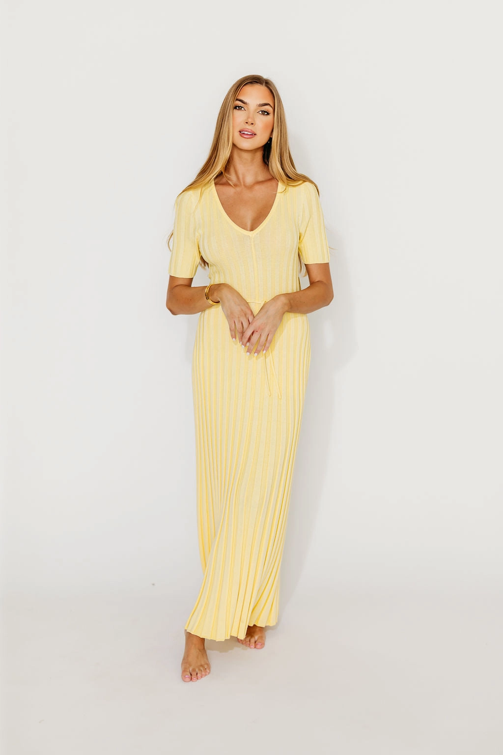 Oakley Ribbed Maxi Dress in Light Yellow - Bump Friendly *Final-Sale* Professional Comfort Relax Cut