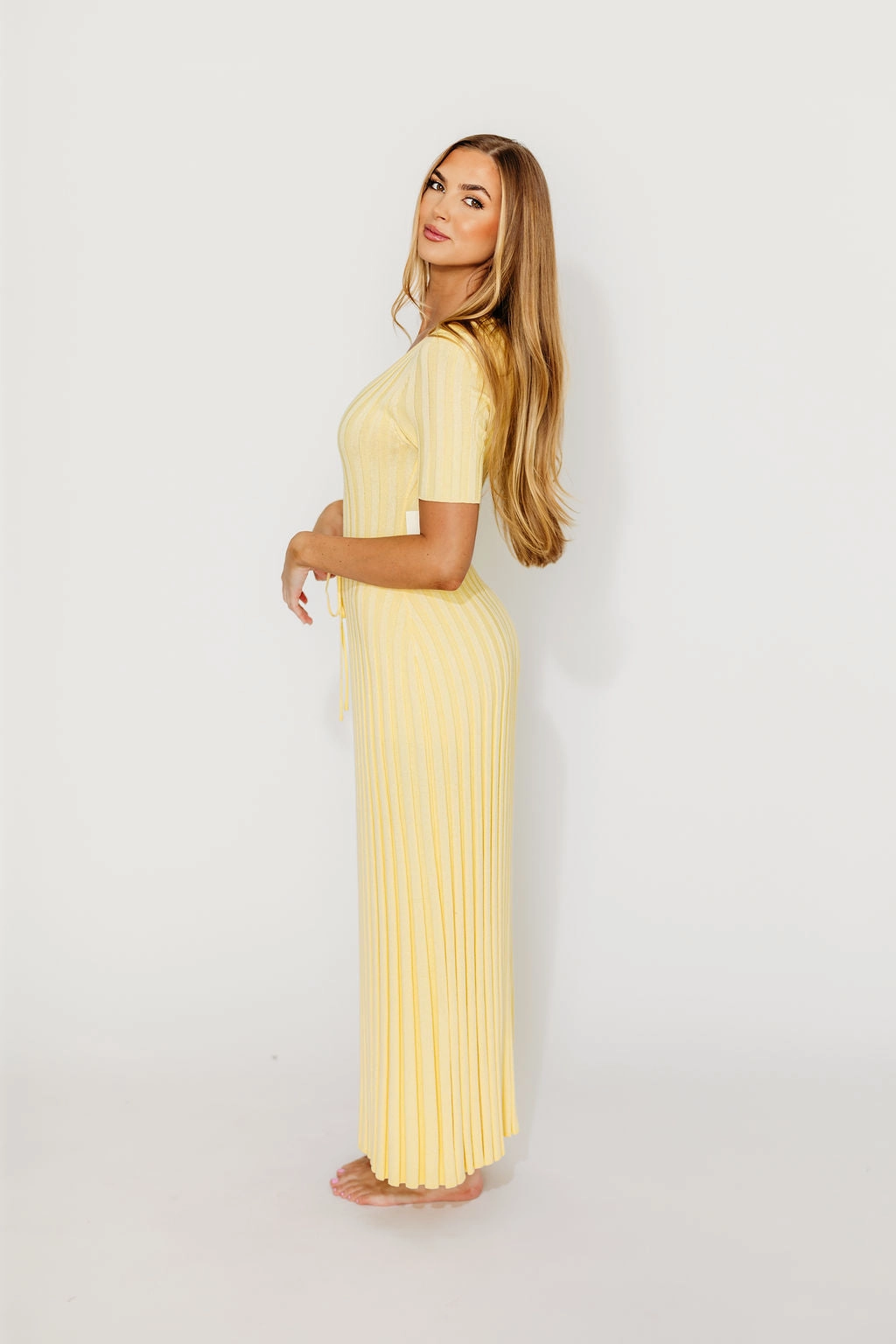 Artistic Flair Oakley Ribbed Maxi Dress in Light Yellow - Bump Friendly *Final-Sale*