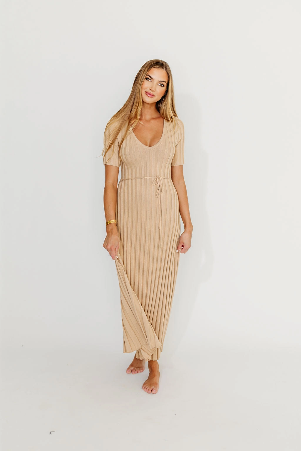 Fall Ready Oakley Ribbed Maxi Dress in Taupe - Bump Friendly *Final-Sale*