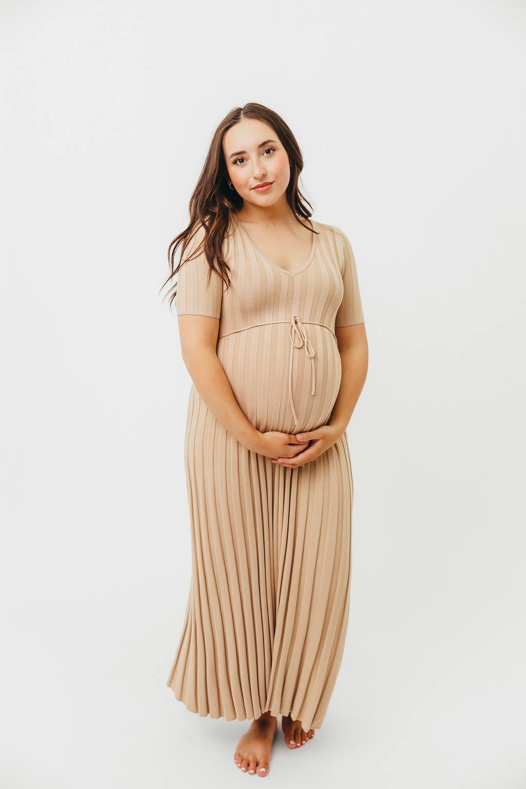 City Ready Earthy Hue Oakley Ribbed Maxi Dress in Taupe - Bump Friendly *Final-Sale*