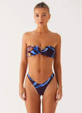 Cuba Strapless Bikini Top - Dark Floral Sun-Kissed Days