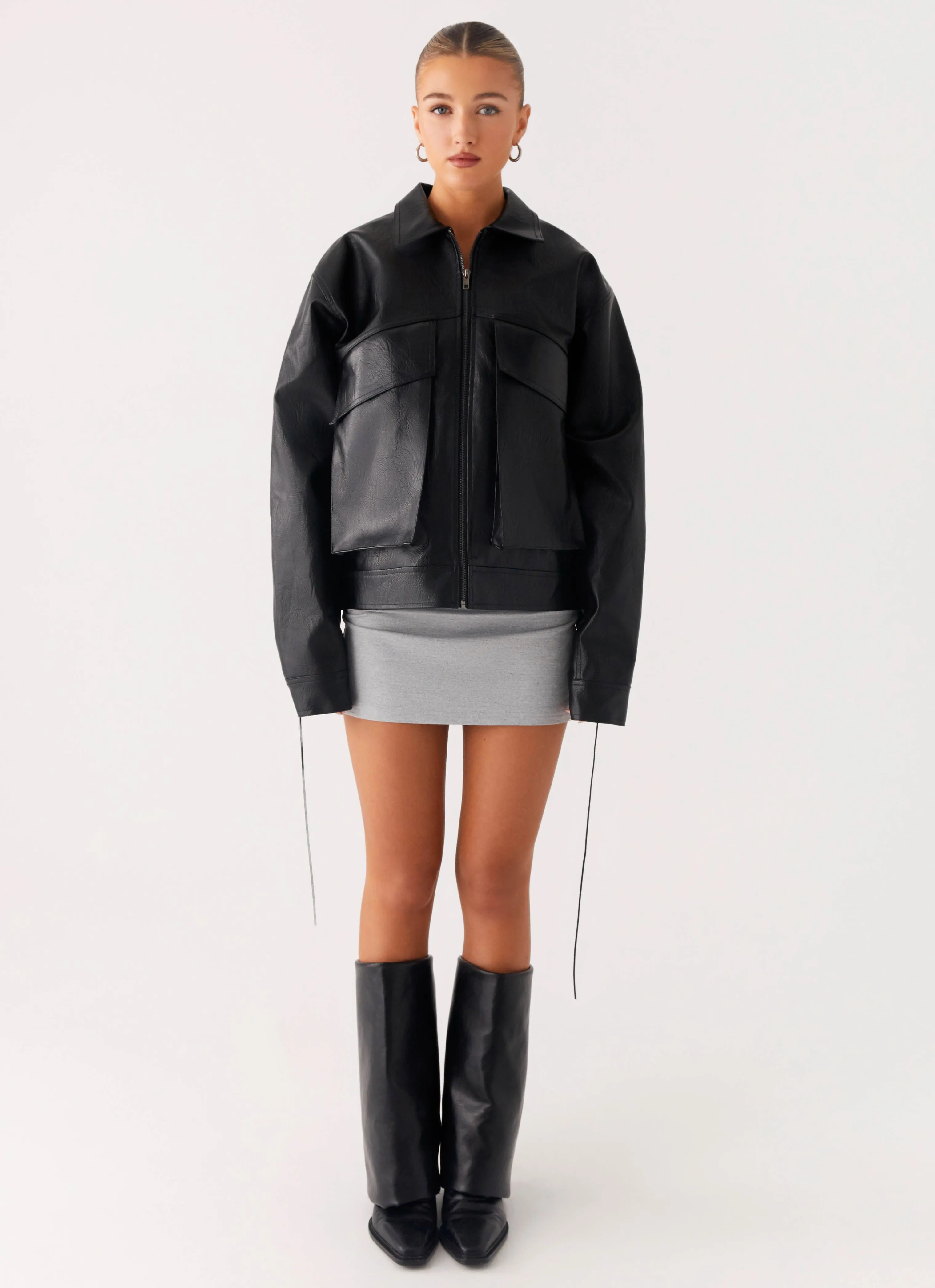 Lula Tassle Faux Leather Bomber Jacket - Black Occasion