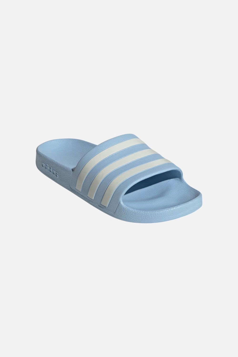 Adidas Adilette Aqua Slides in Glow Blue / Zero Metalic / Zero Metalic Flexible Comfort