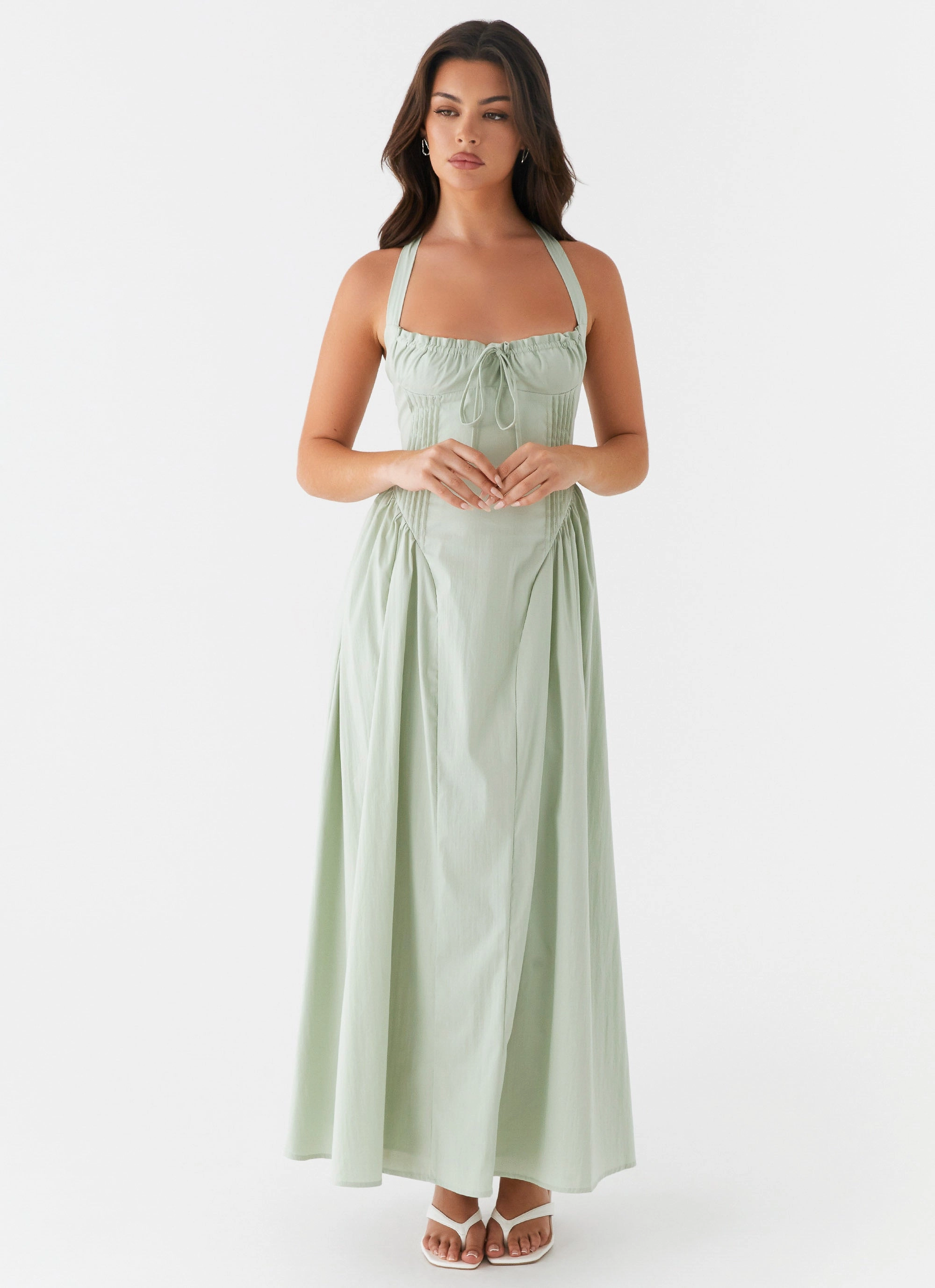 Olenna Halterneck Midi Dress - Sage Picture Perfect