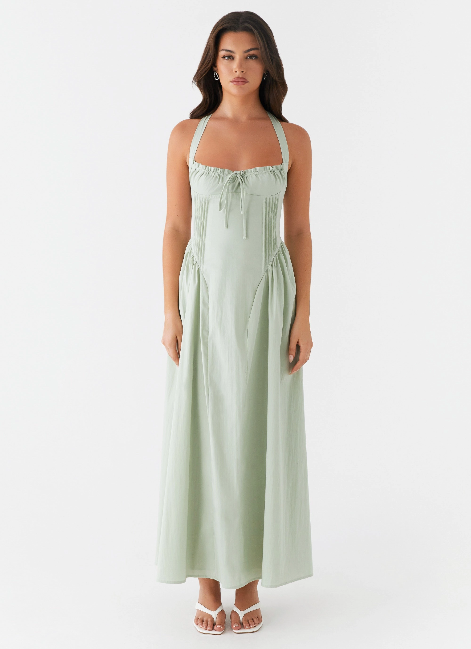 QuickReleaseClasp summer look Olenna Halterneck Midi Dress - Sage