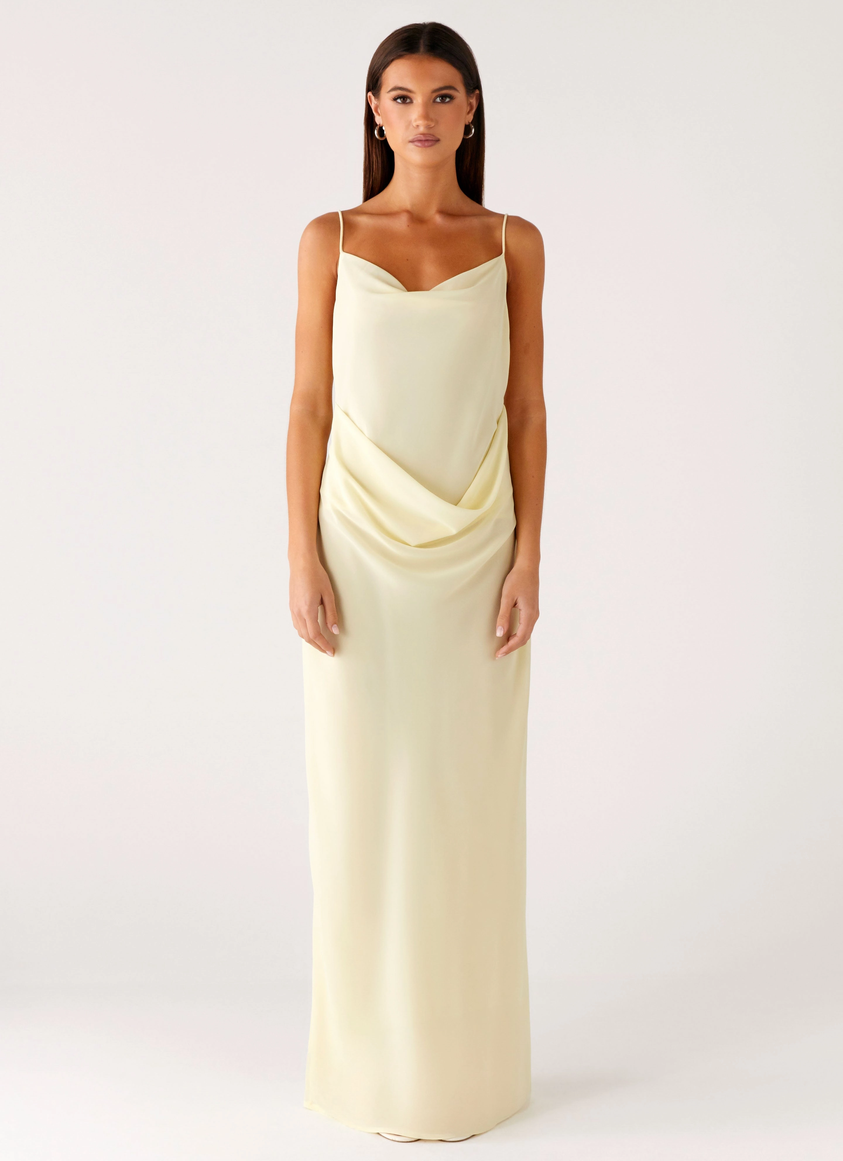 Oliana Maxi Dress - Yellow Velvet-Sleeve Beaded-Sleeve