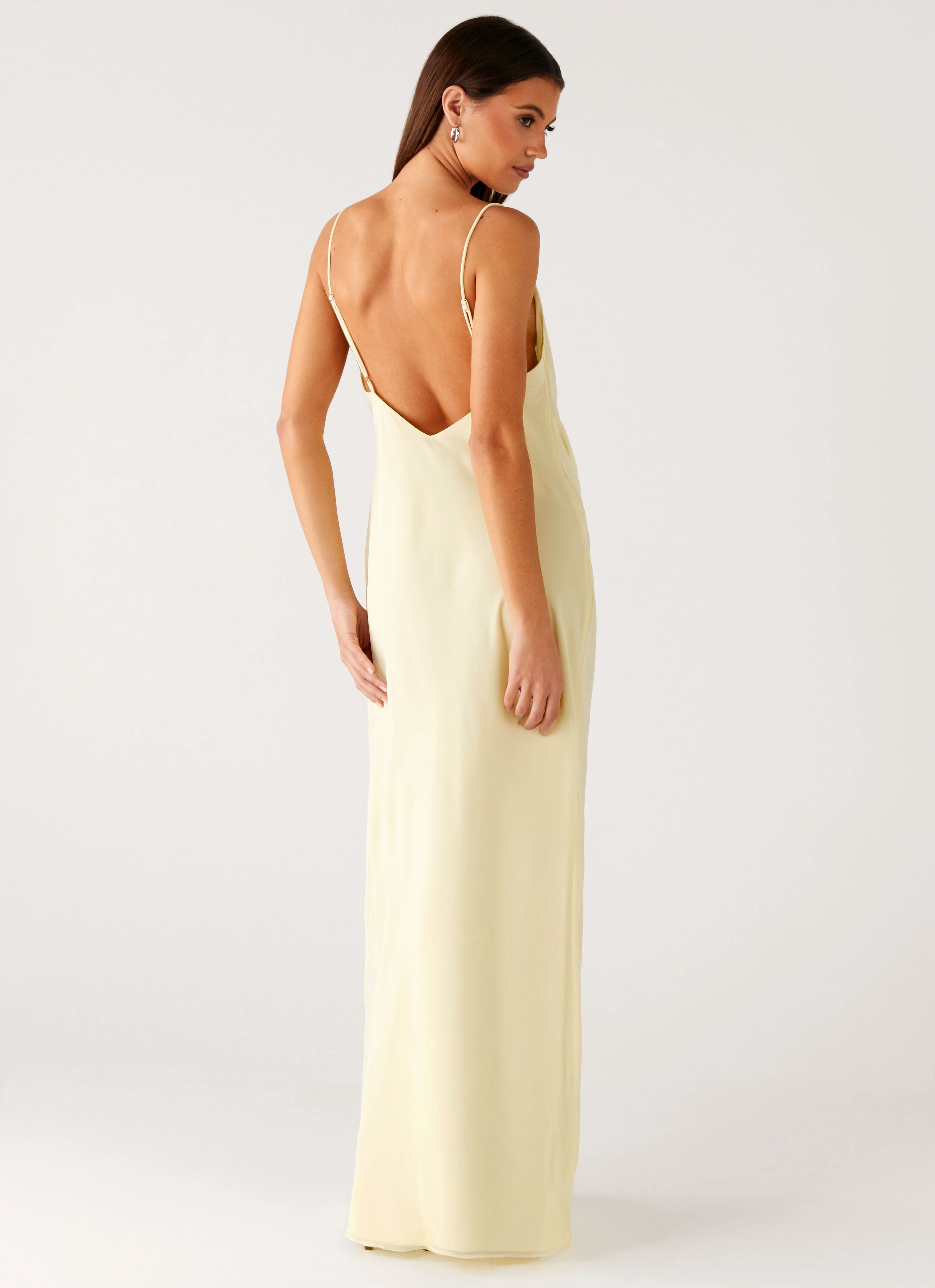 Oliana Maxi Dress - Yellow Modern Lines