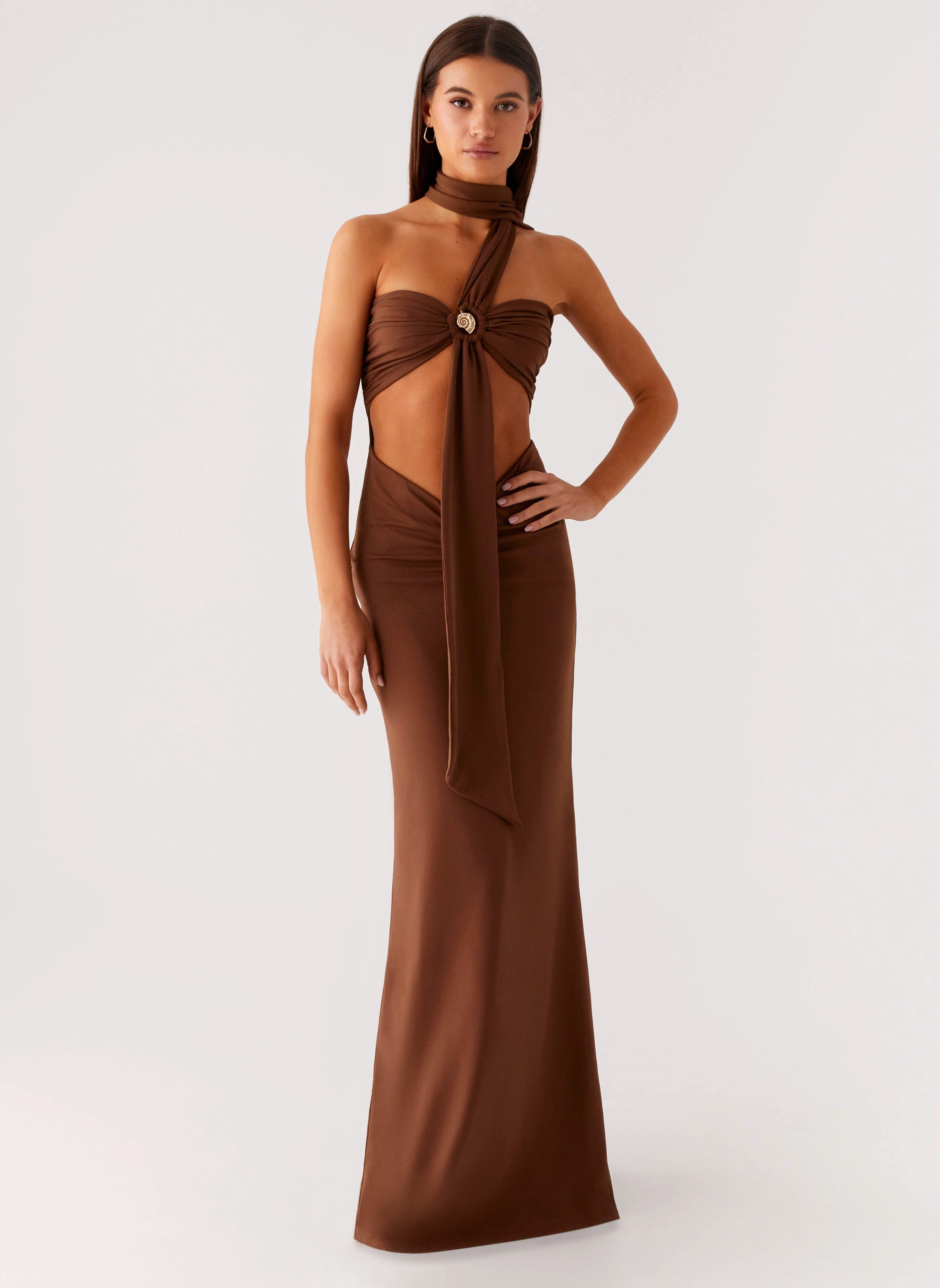 Olive Bloom Maxi Dress - Chocolate Easy Mood