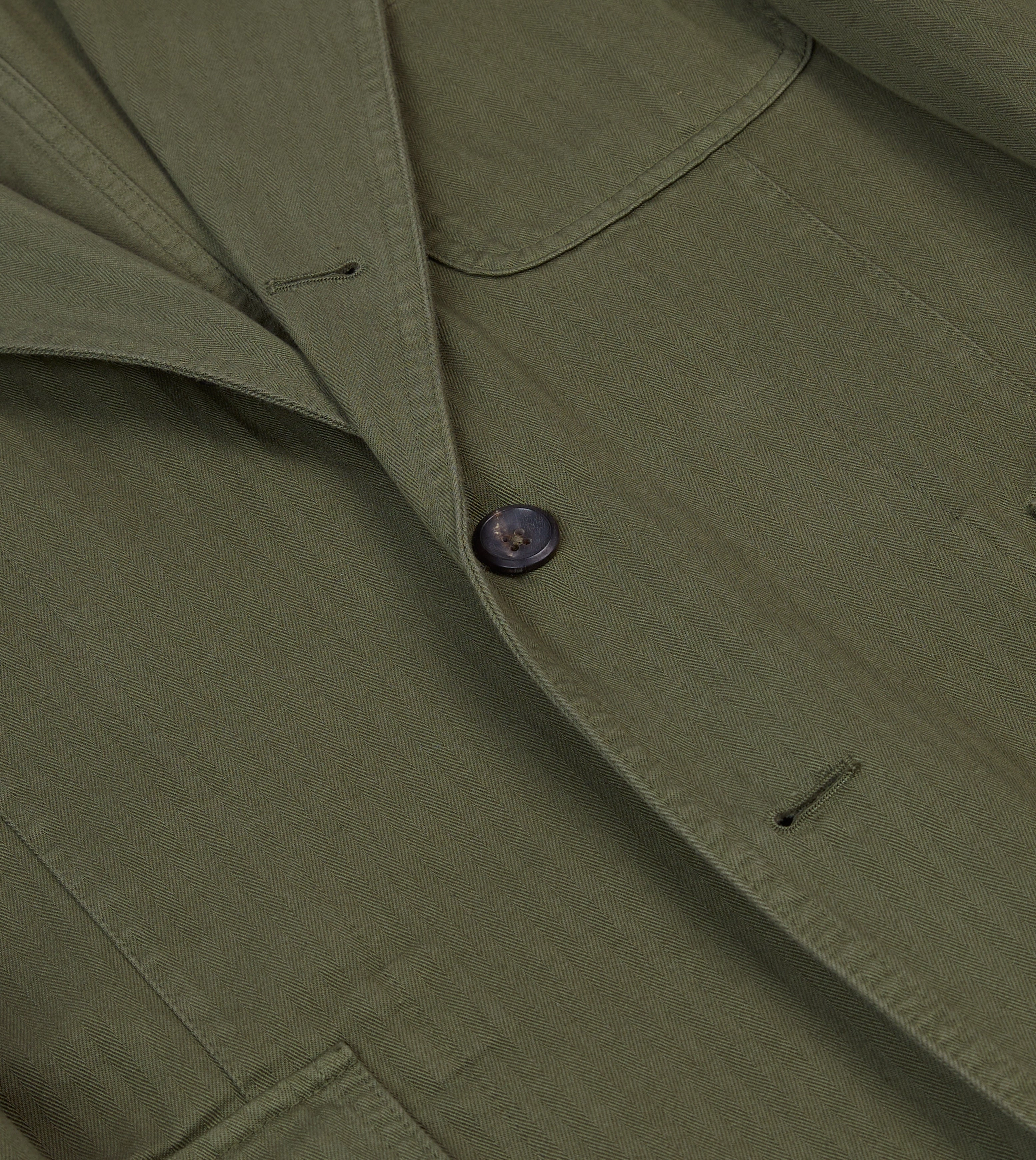 Sleek and Elegant Versatile Look Olive Herringbone Cotton Games Blazer Mk. I