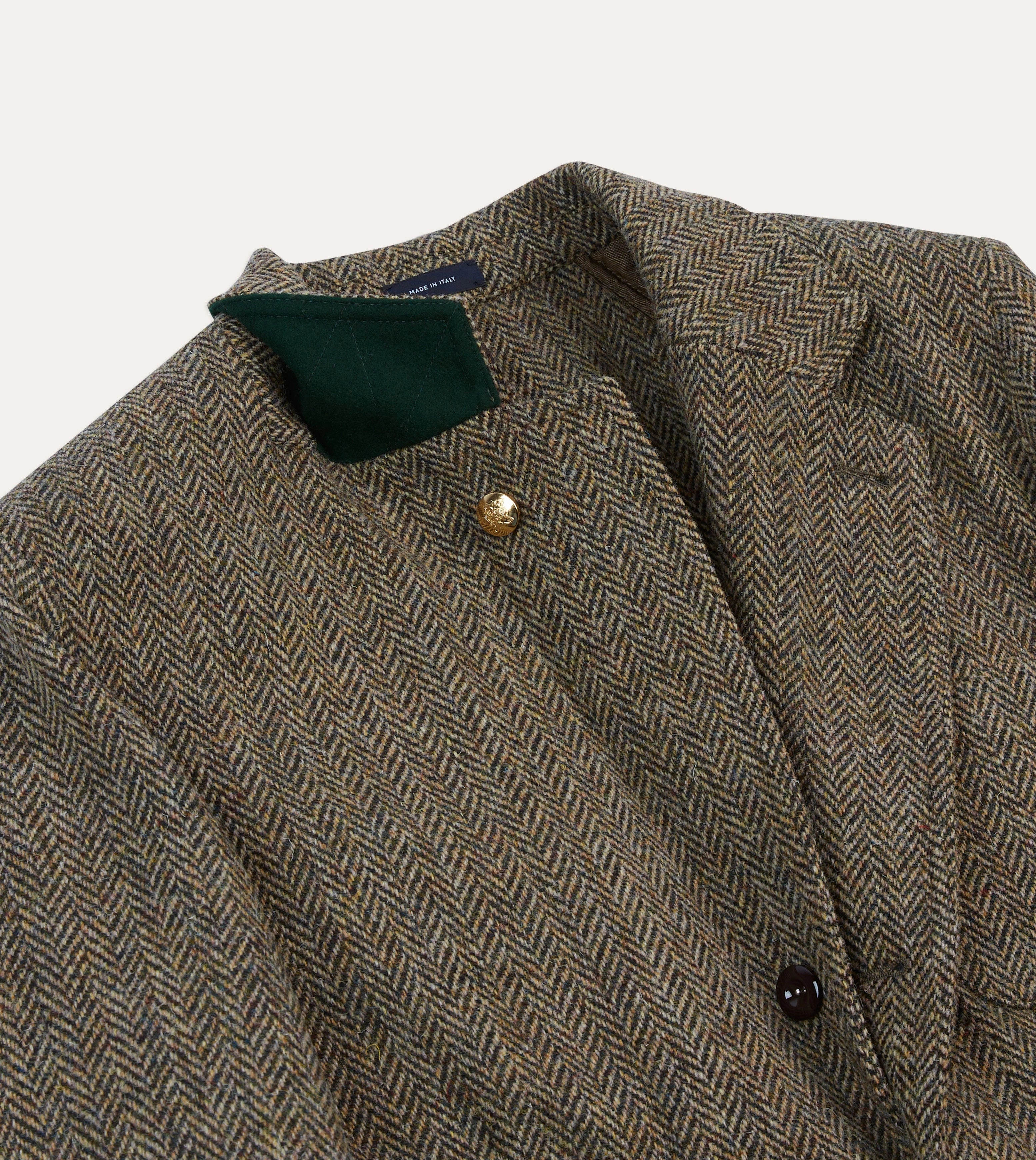 Minimalist Comfort Olive Herringbone Harris Tweed Games Blazer Mk. VII
