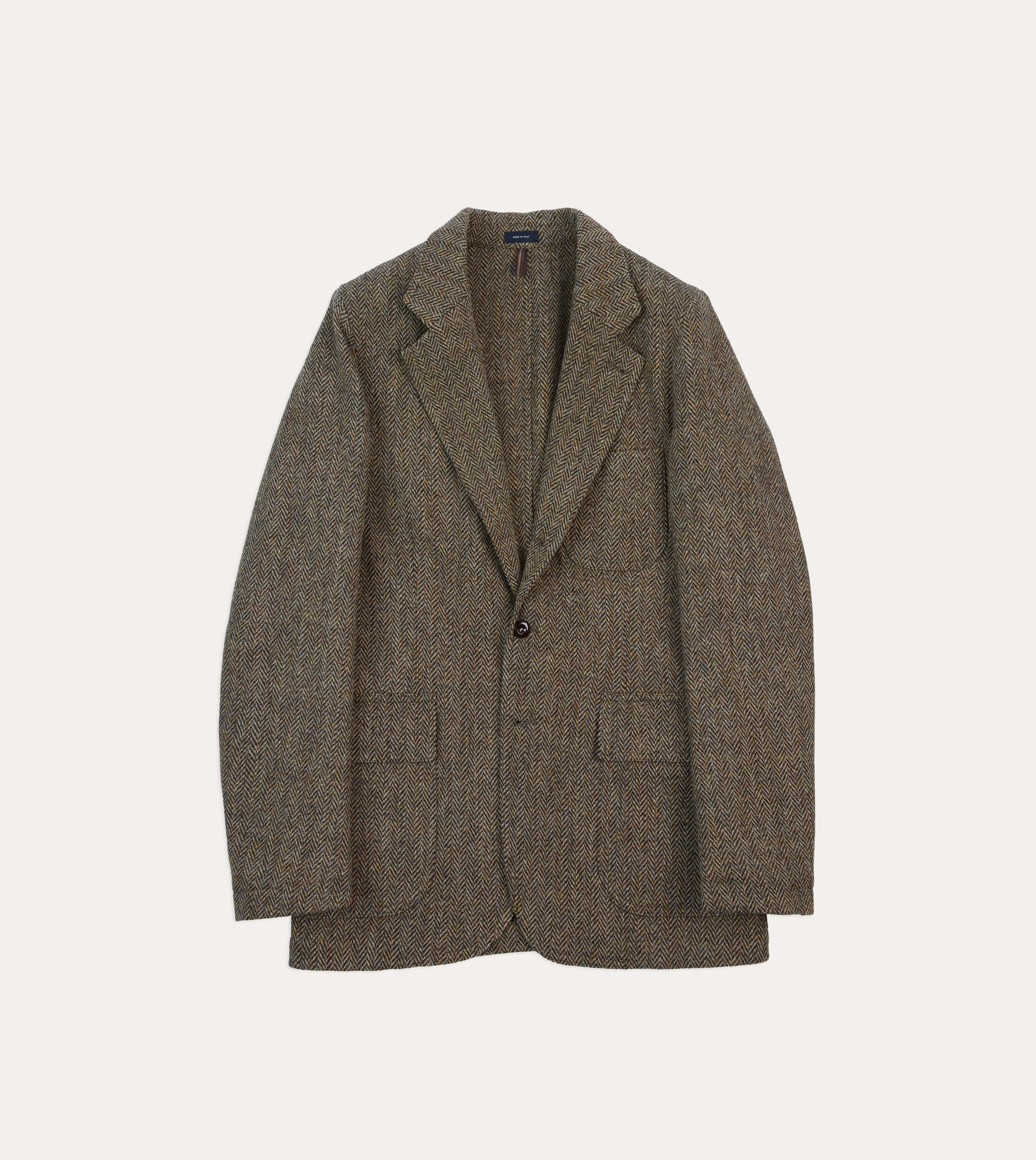 Olive Herringbone Harris Tweed Games Blazer Mk. VII Tailored Business Wear Business Wearable