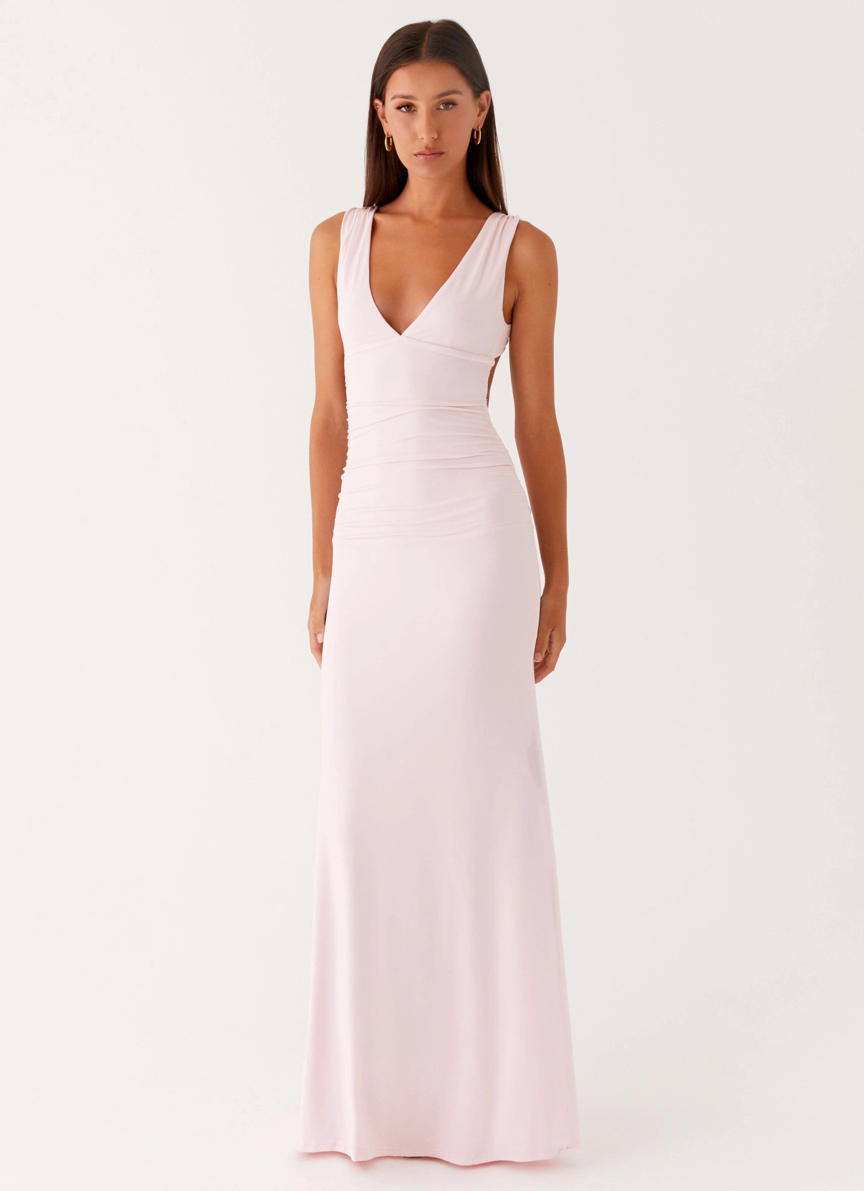 Cherry Sky Maxi Dress - Baby Pink Matte-Lining Minimal Details