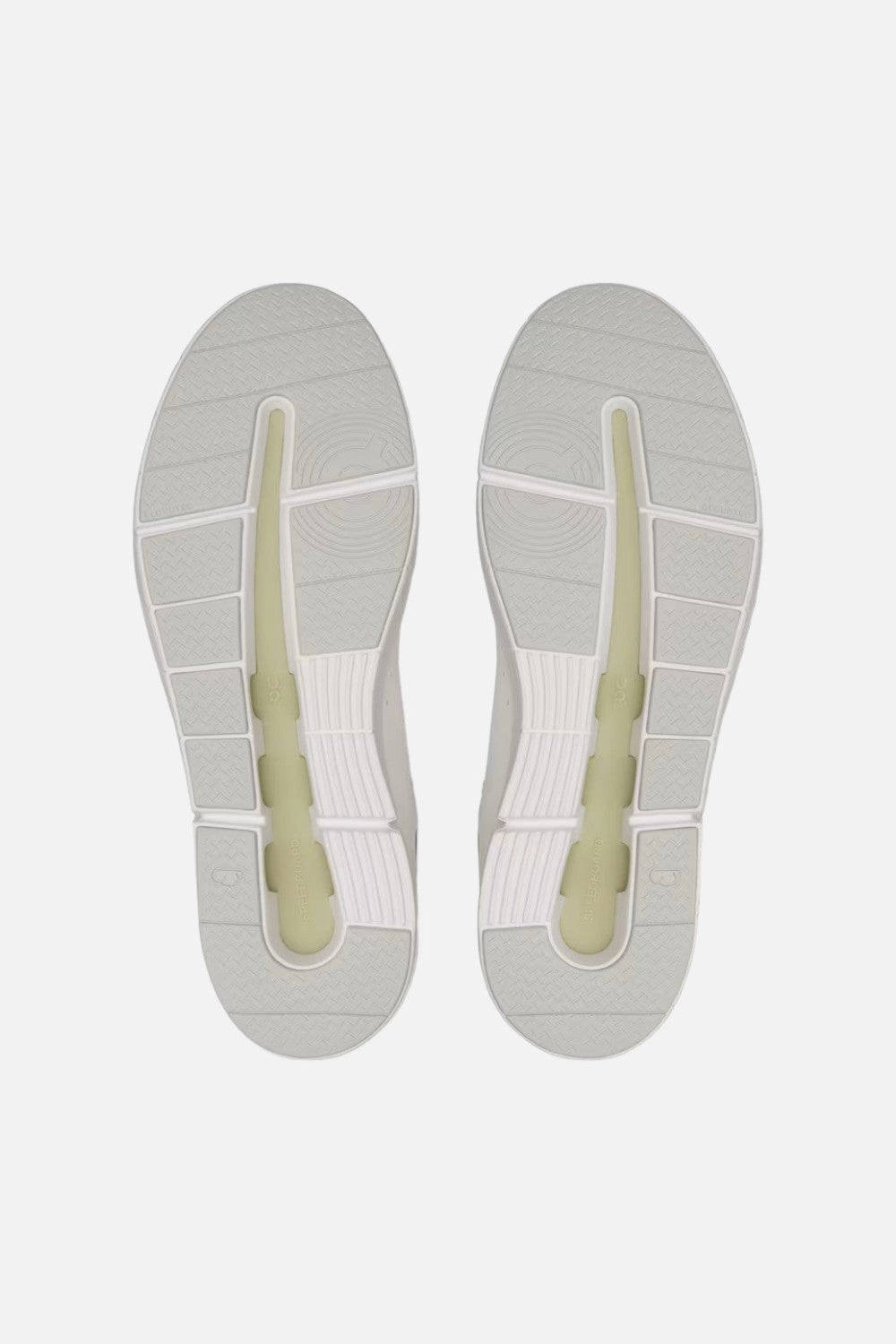 ON Running Mens The Roger Advantage in White/Olive Rocker sole geometry indoor shoes