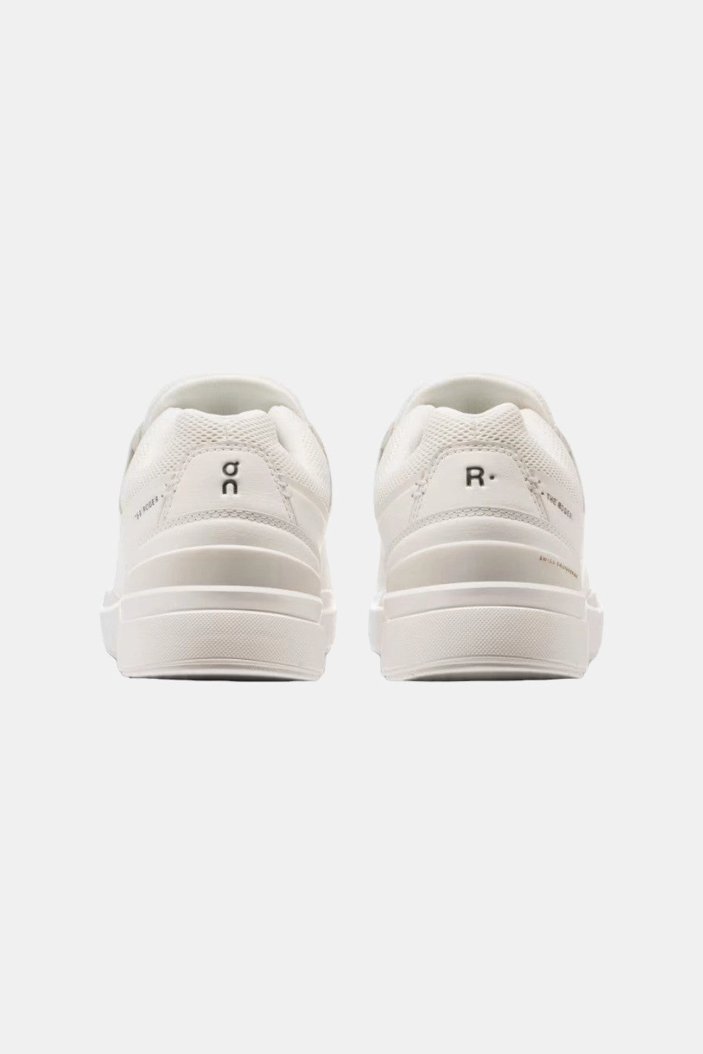 On Running Womens The Roger Advantage Sneakers in All White Seamless Toe Box Rubberized Finish