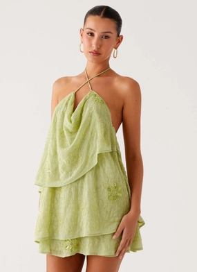 On The Go Beaded Mini Dress - Mint Gentle Aesthetic