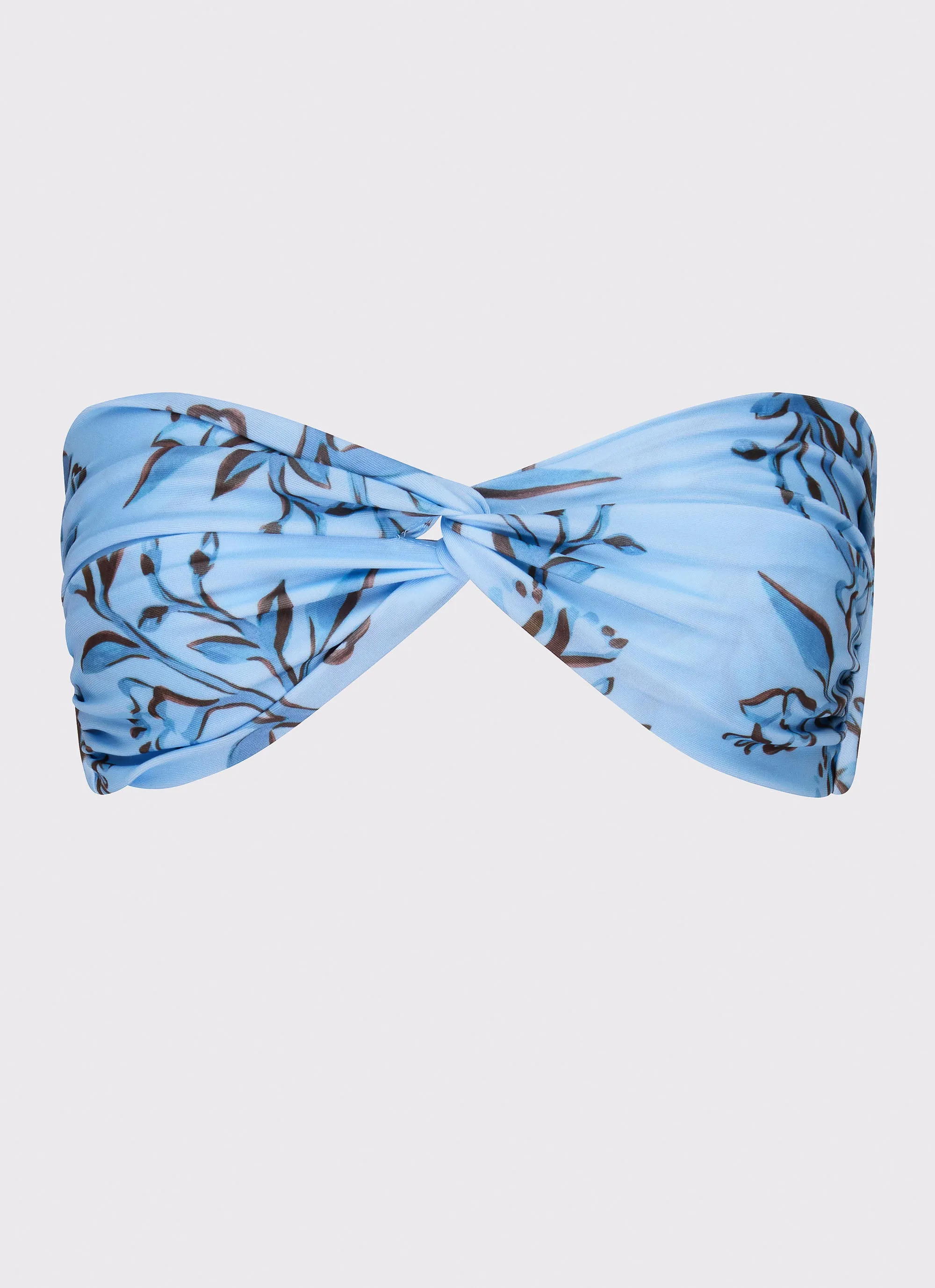 Lightweight Webbing Delta Bandeau Bikini Top - Blue Floral Print