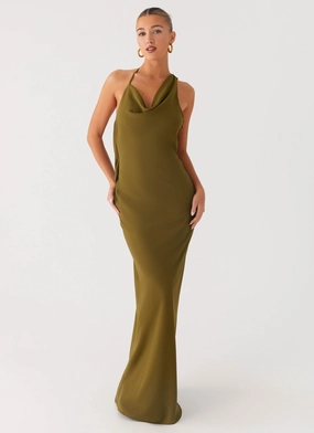 Opal Glow Maxi Dress - Khaki Youthful Feel