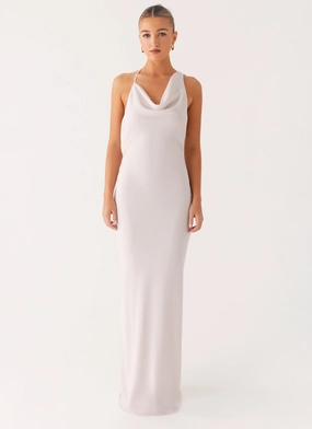 Lace Accent Comfortable Cut Opal Glow Maxi Dress - Off White