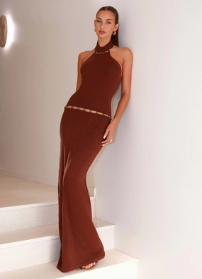 Opaline Knit Maxi Dress - Chocolate Urban Aesthetic