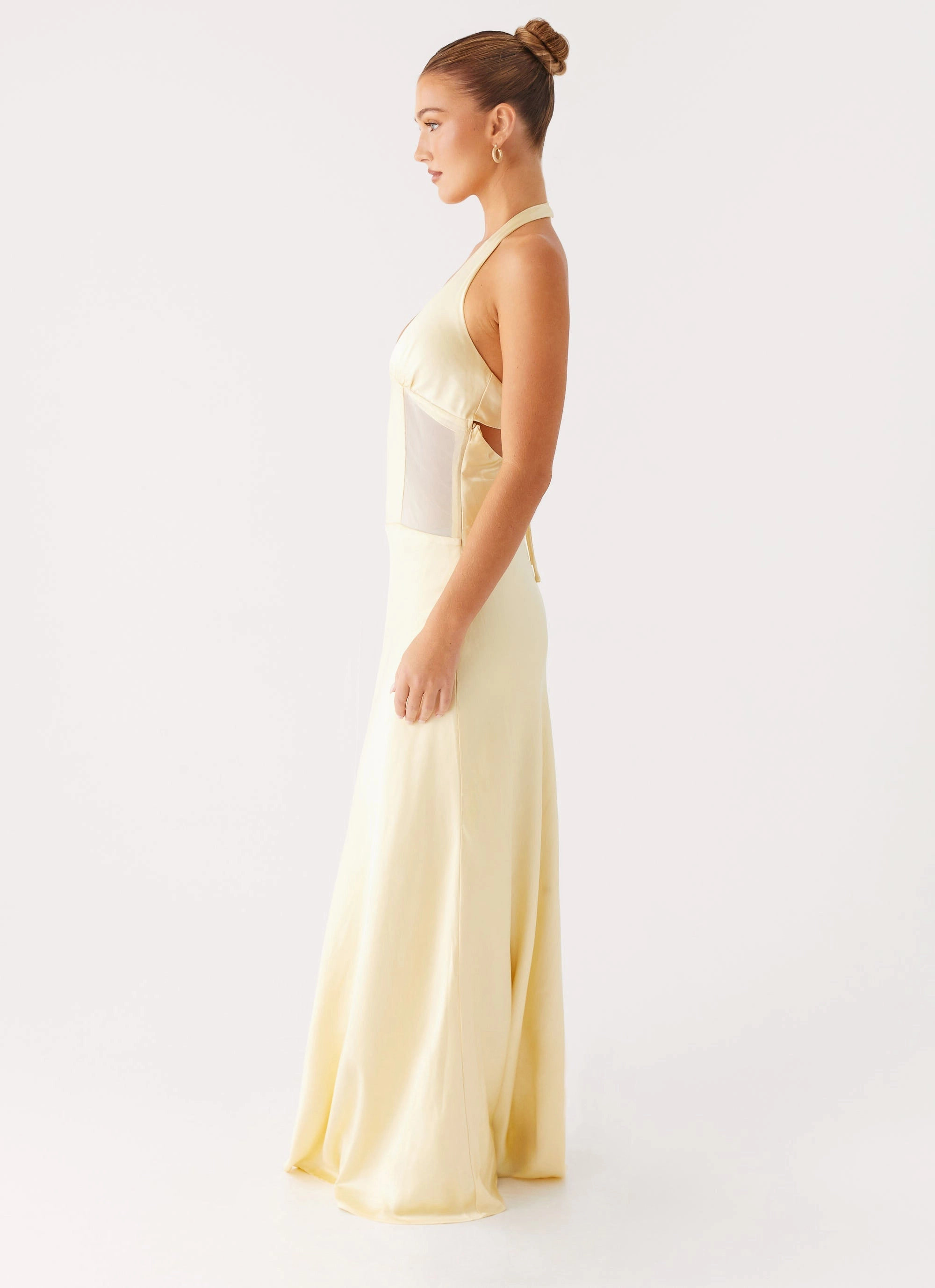 Formed Look London Edge Ambre Mesh Panel Maxi Dress - Yellow