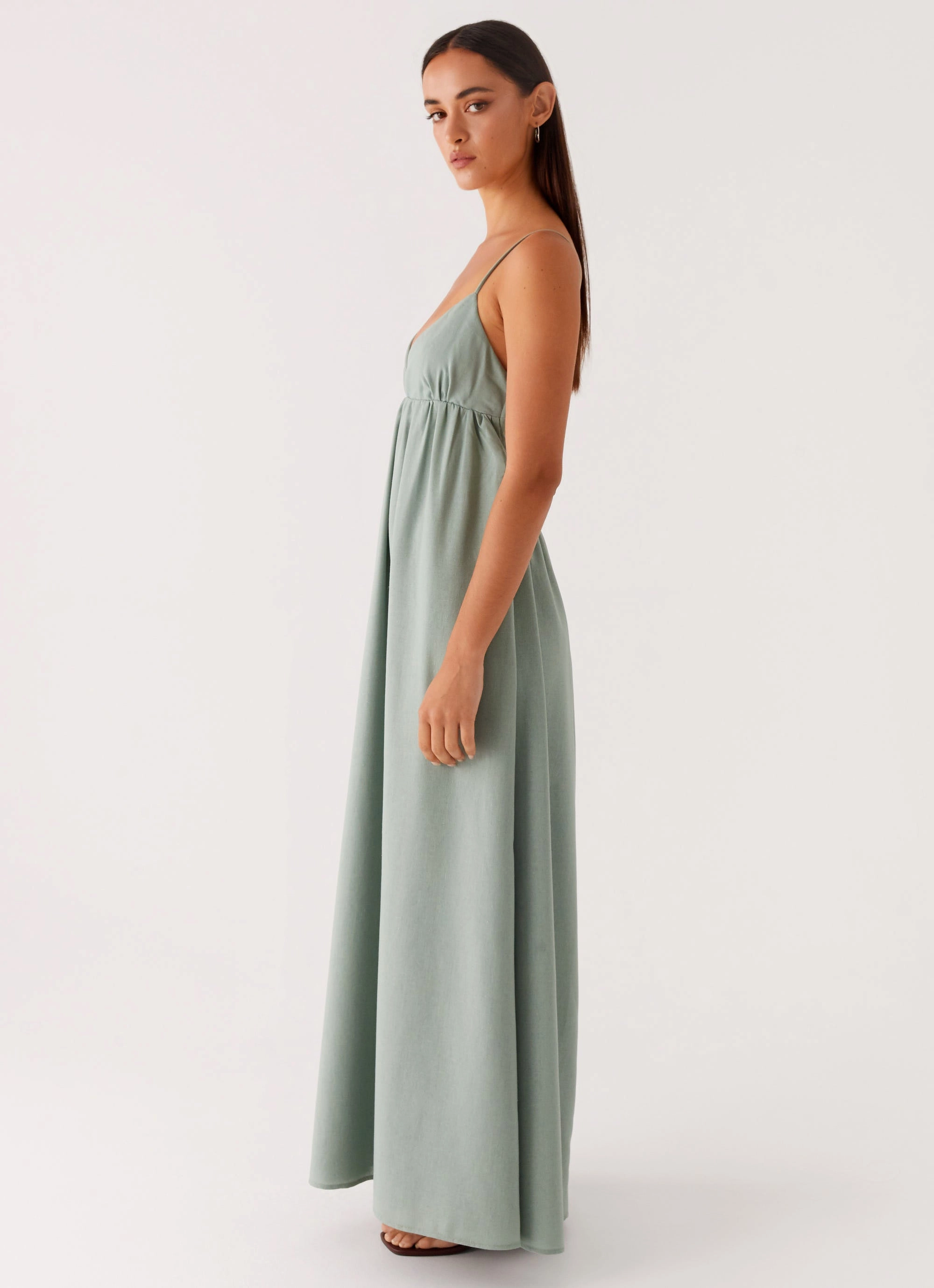 Shiny-Lining Modern and Feminine Greer Maxi Dress - Sage