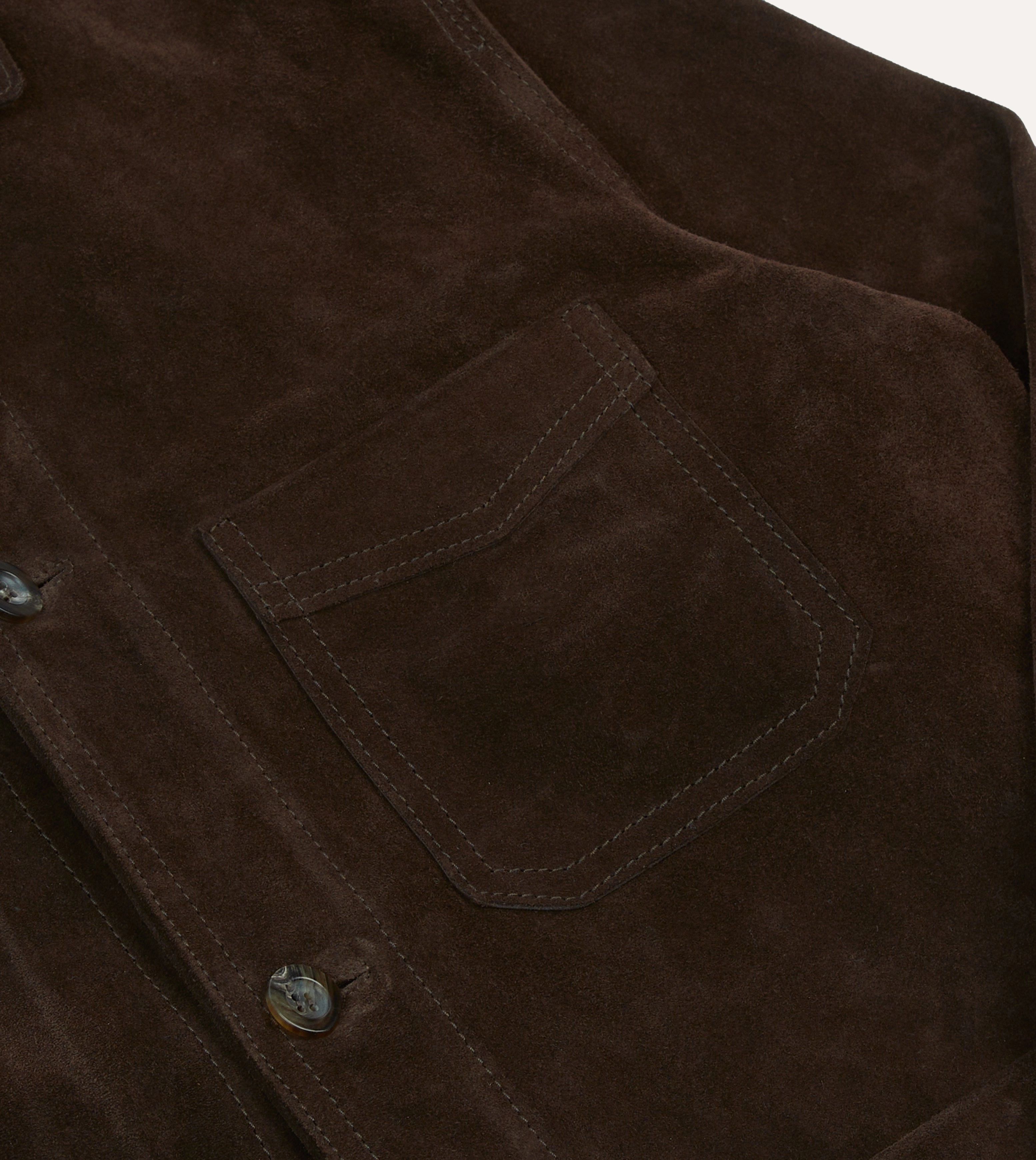 Hiking Jacket Plan Chocolate Brown Heavyweight Suede Five-Pocket Chore Jacket