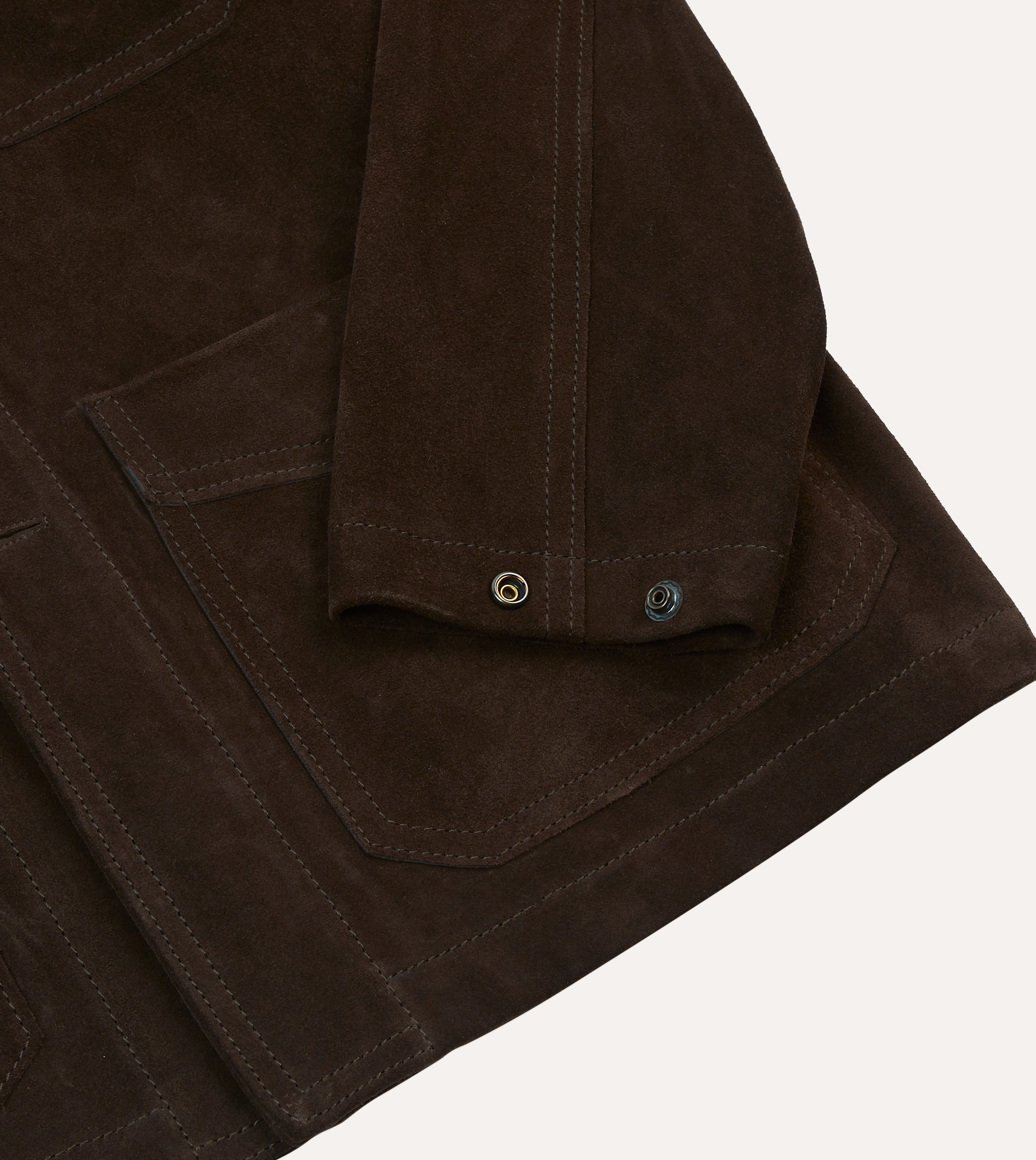 Durable Stitching Product Chocolate Brown Heavyweight Suede Five-Pocket Chore Jacket
