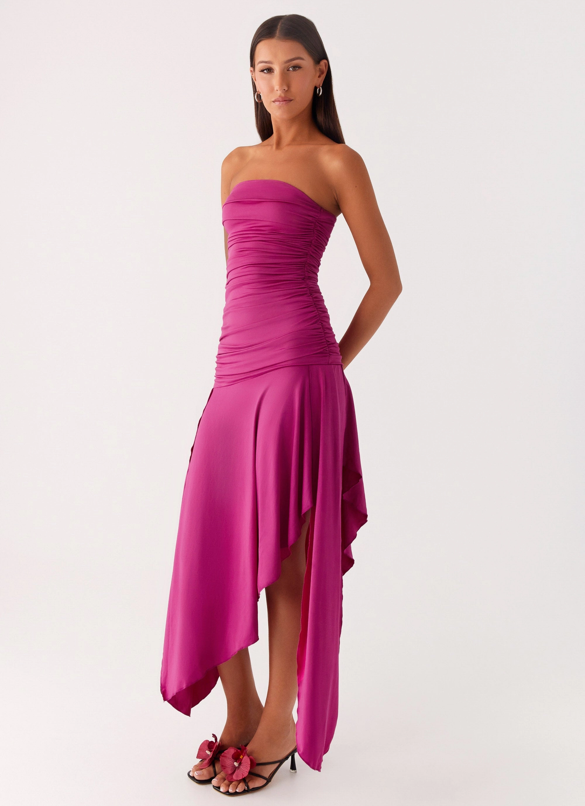 Ora Strapless Maxi Dress - Fuchsia Breathable Comfort Wear